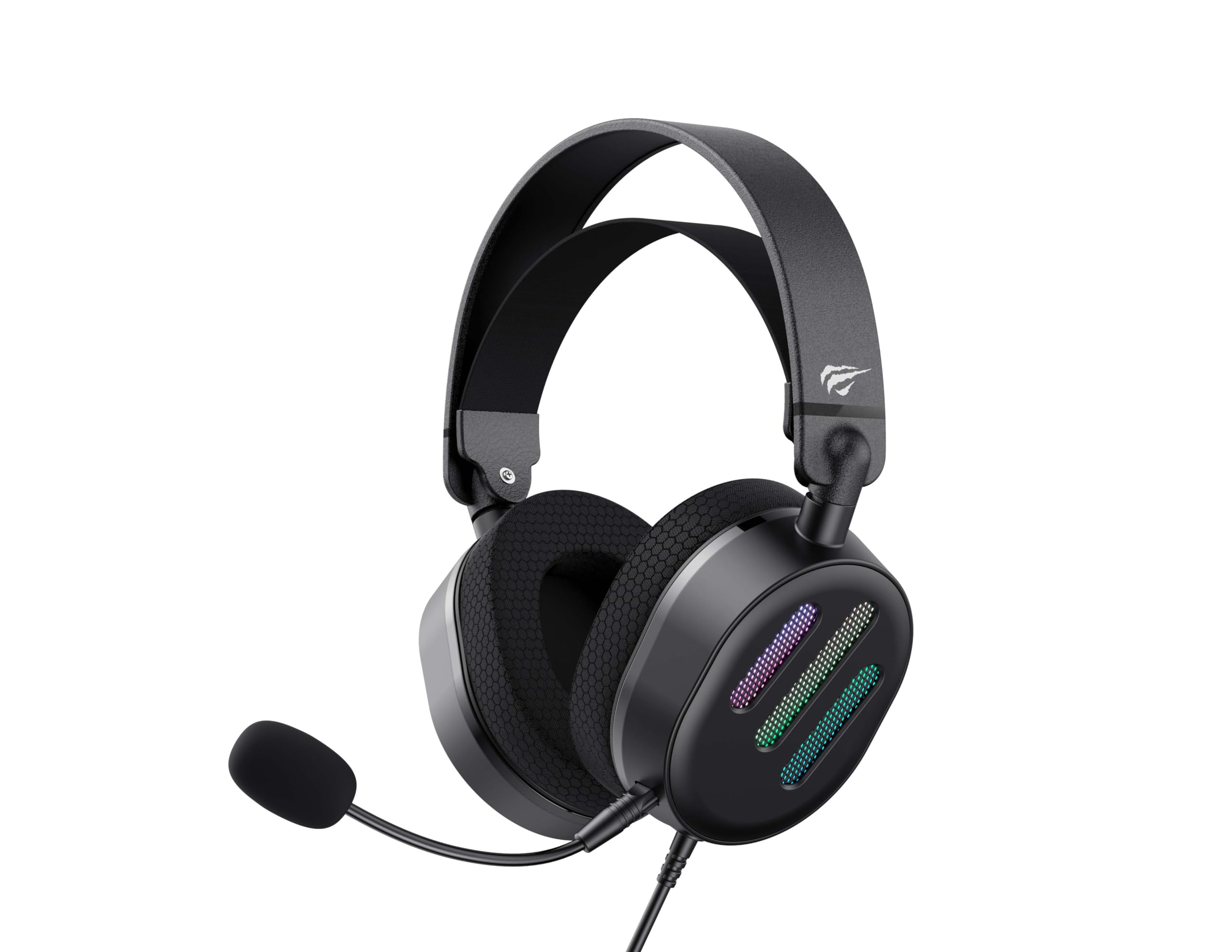 Havit - Auriculares para juegos USB 7.1 H2038U, color negro, iluminación RGB, altavoz de 50 mm, micrófono extraíble, diseño ligero, diadema regulable