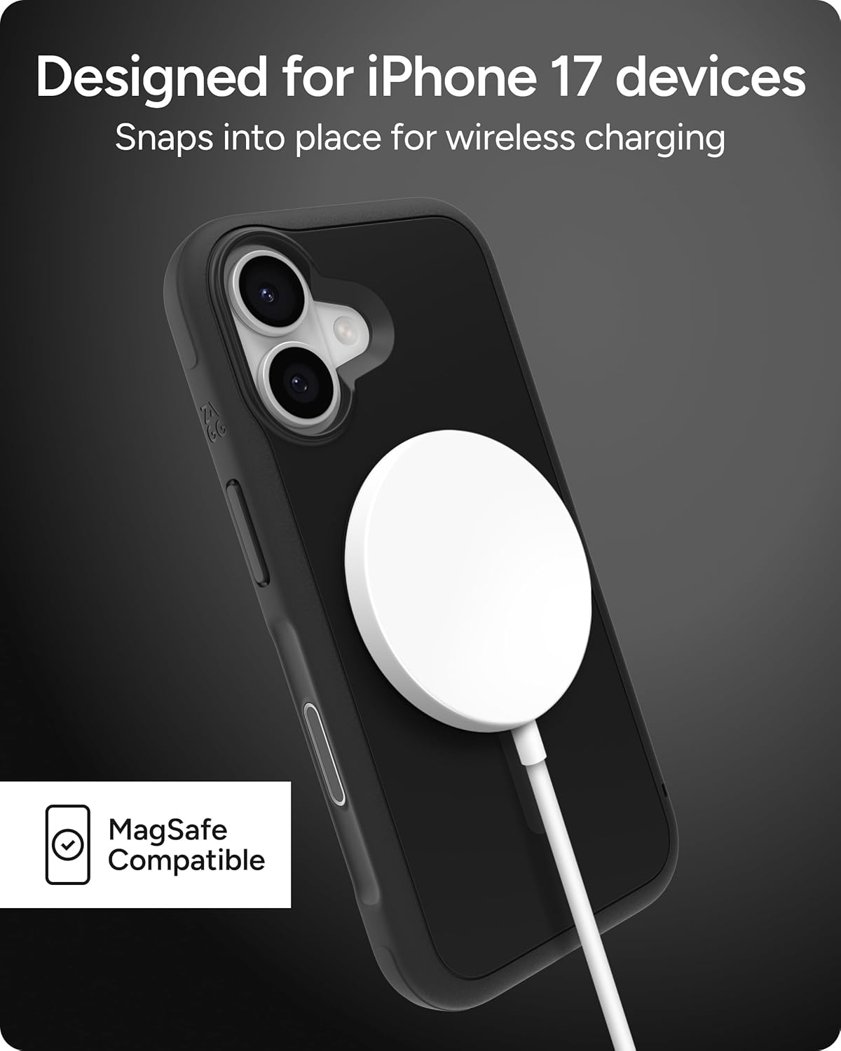 ZAGG Sedona Snap Case for iPhone 17 - Flood Black, Drop Protection (13ft/4m), Graphene-Reinforced Multi-Layer Protection, MagSafe Phone Case with Impact-Absorbing Bumpers, Slim & Lightweight - Image 4