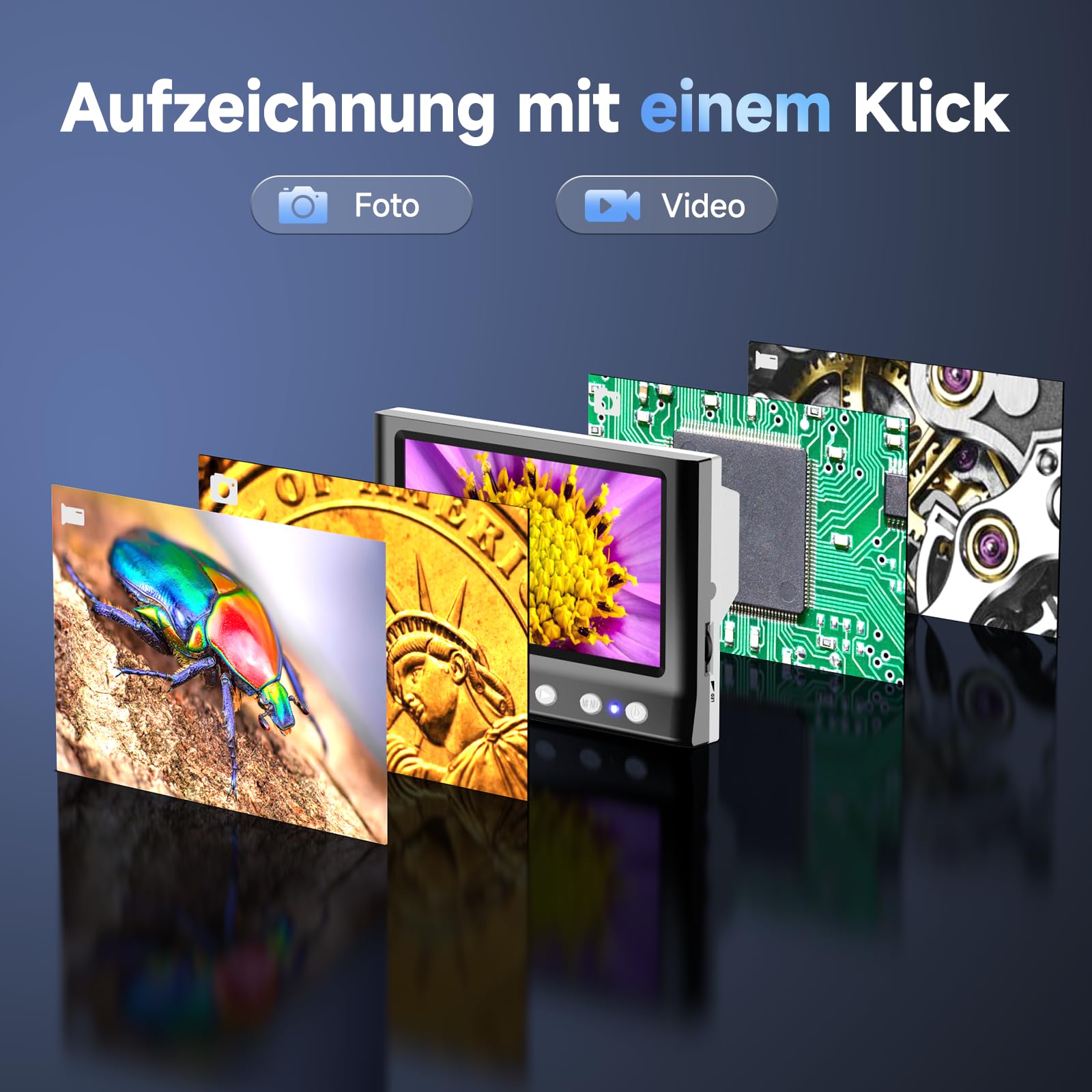 Leipan Digital Mikroskop mit 4,3 Zoll Bildschirm für Kinder Erwachsene, 1000X facher Vergrößerung 1080P USB Mikroskop mit 8 Einstellbaren LED Licht, USB to PC - Windows/Mac kompatibel