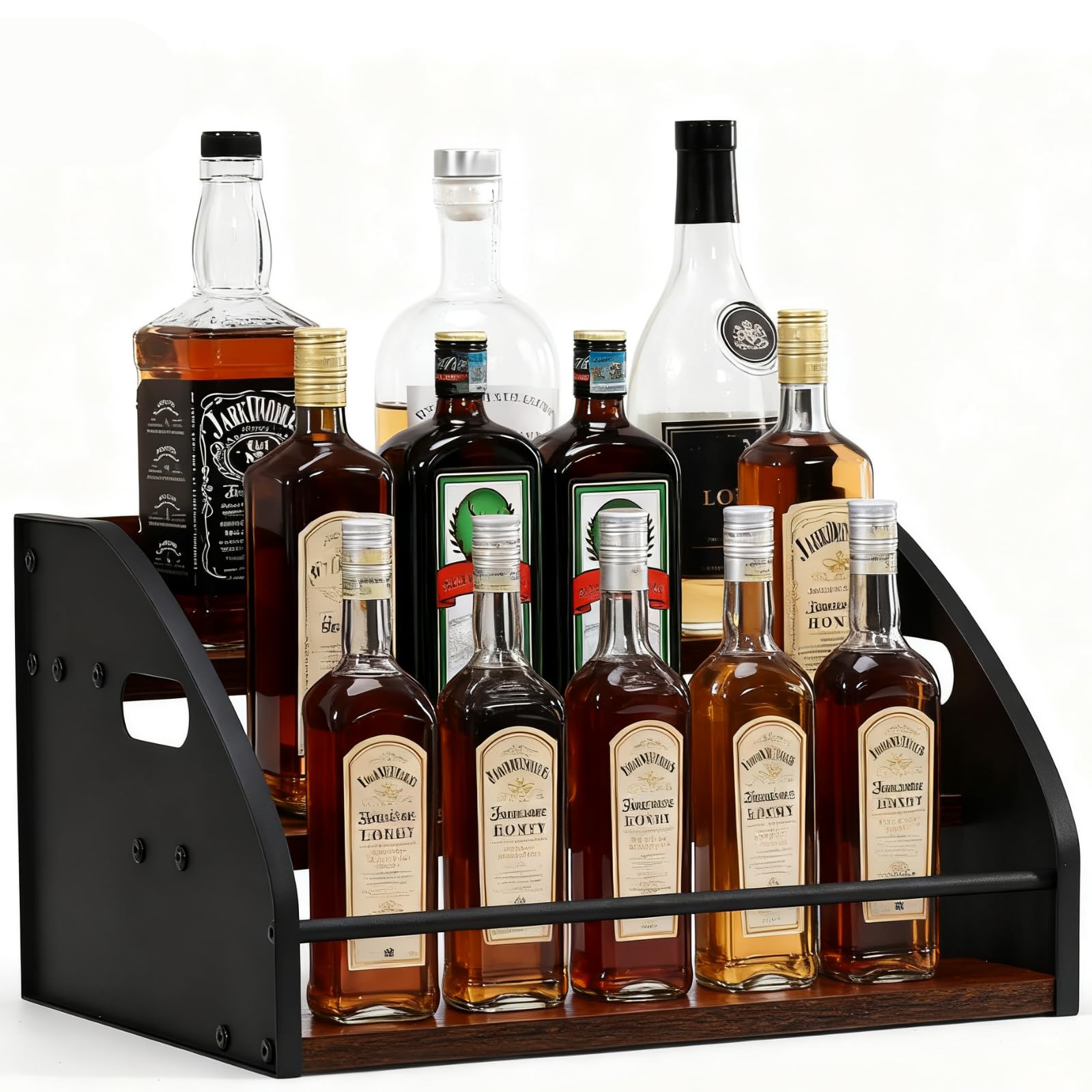 Estante de botellas de licor para barras de casa de 3 niveles