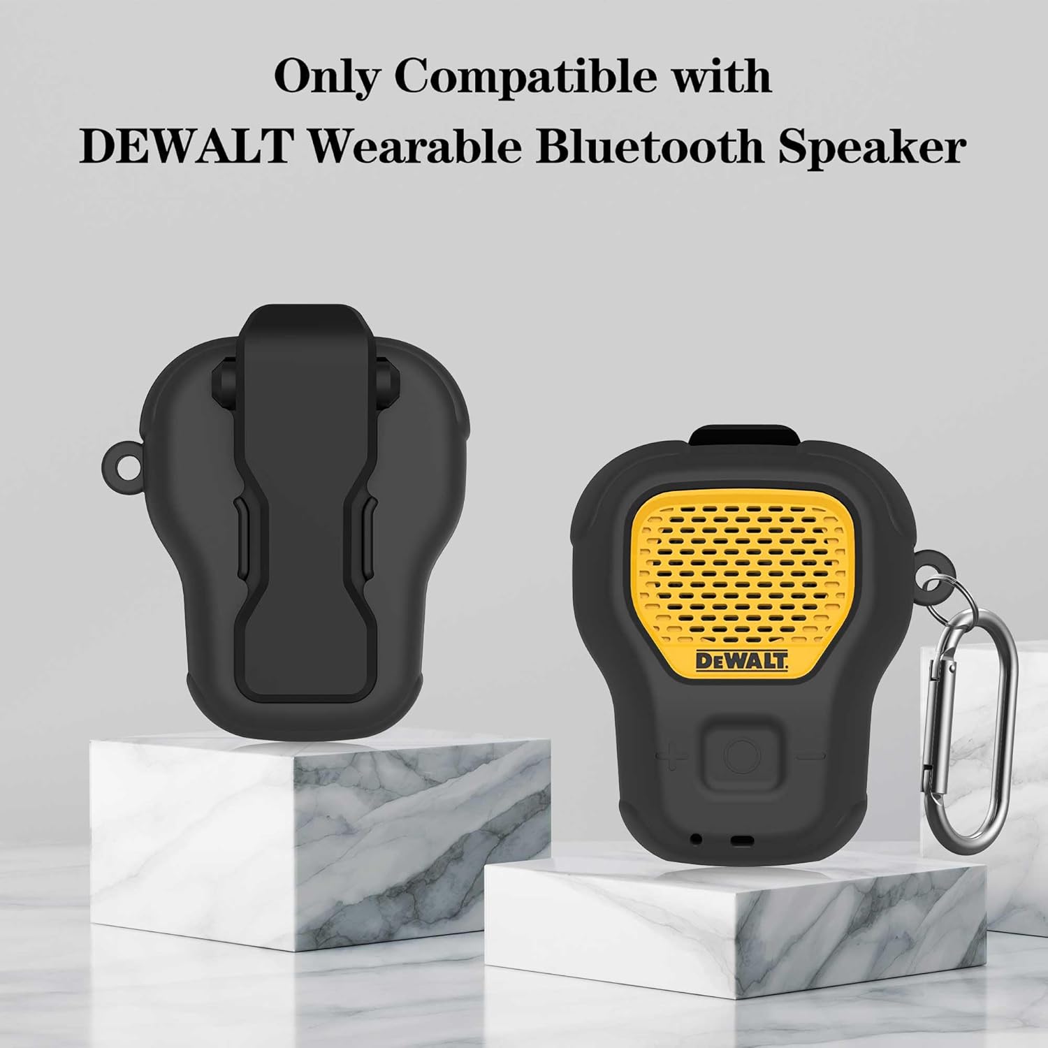 Silicone Case for DEWALT Wearable Bluetooth Speaker Case Cover, Small Lightweight Anti-Scratch Portable for Speaker Dewalt Case with Carabiner Accessories Set(Black) - Image 2