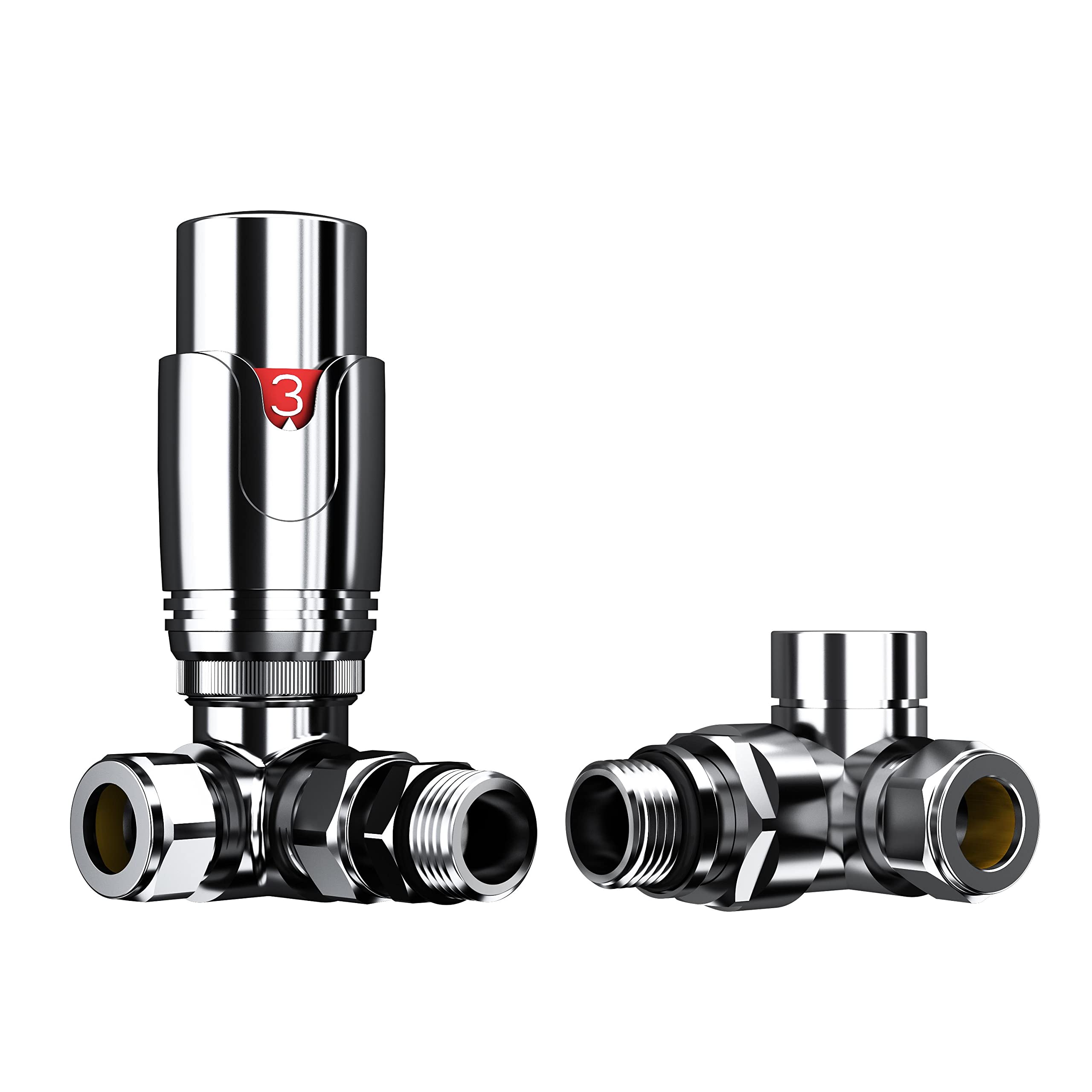iBathUK Equa Wall/Floor Mounted 1/2" Thermostatic Corner Radiator Valve TRV and Lockshield, Durable Brass Build