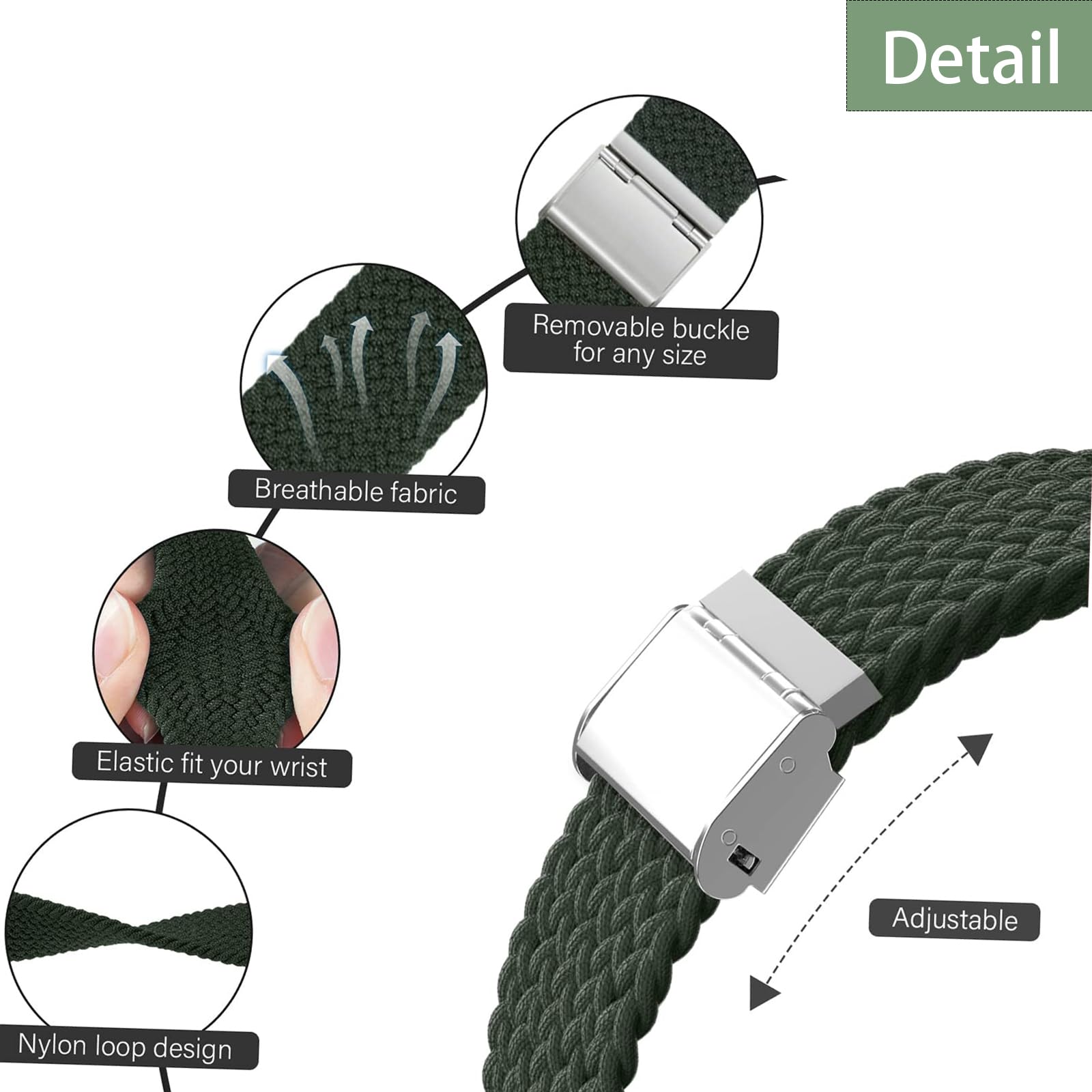 Harikiri Braided Straps Compatible with Xiaomi Mi Band 9/Xiaomi Mi Band 8,Sport Elastic Nylon Replacement Soft Strap for Xiaomi Mi Band 9/Xiaomi Mi Band 8,Women and Men - Image 3