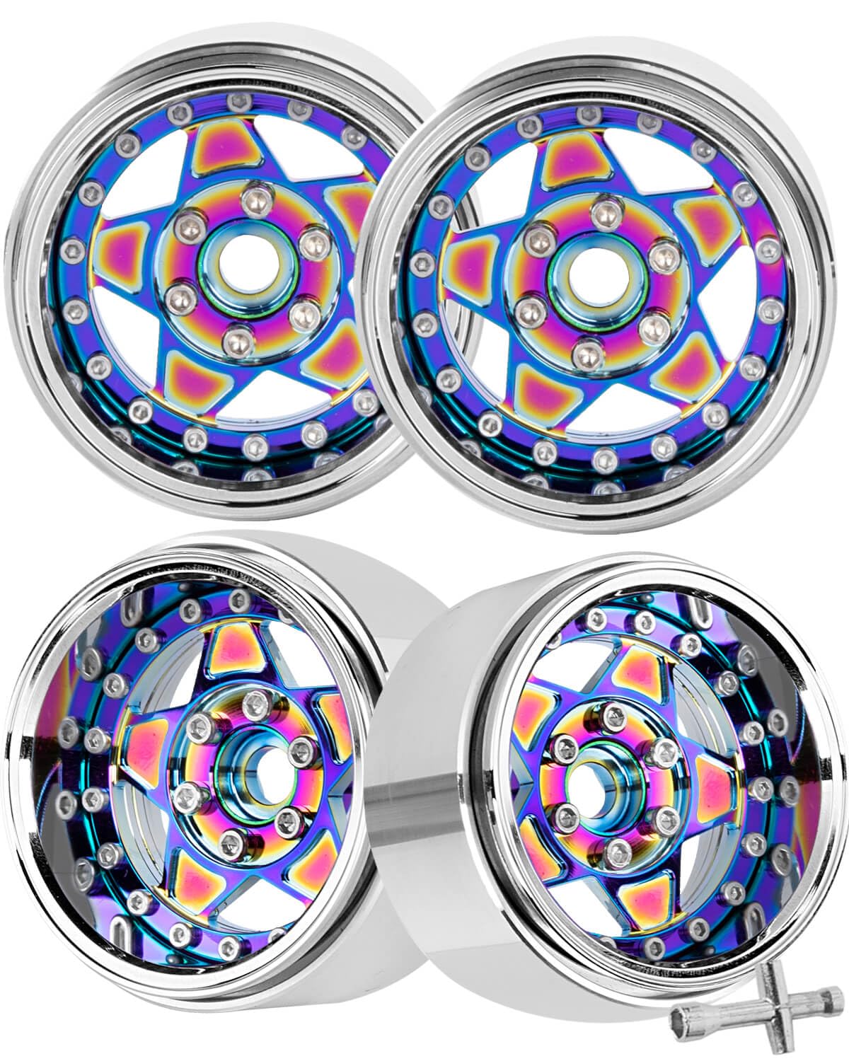 hopsupRC RC Wheel Rim 1.9inch Beadlock Upgrades Part for 1/10 SCX10 90046 AX103007 SCX10 II SCX10 III TRX4 TRX6 Gen7 8 D90 VS4-10 MST CFX,Aolly 1.9 Beadlock Wheel Rims Heavy Duty Wheel Hub Rim?Silver?