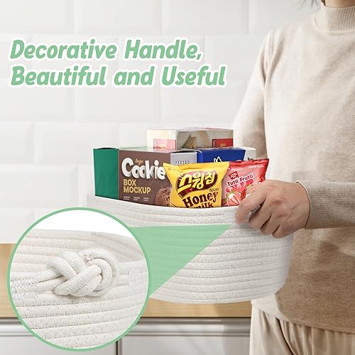 Miniatura 8 de Cesta pequeña para organizar, cestas de almacenamiento de cuerda tejida para estantes, cesta de juguetes para gatos y perros, lindas cestas para