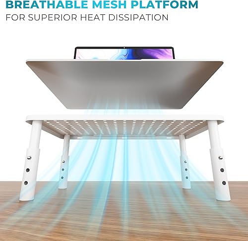 Miniatura 4 de BONTEC Paquete de 2 soportes elevadores de monitor de 3 alturas ajustables con soporte para bolígrafo, soporte ergonómico de metal para computadora