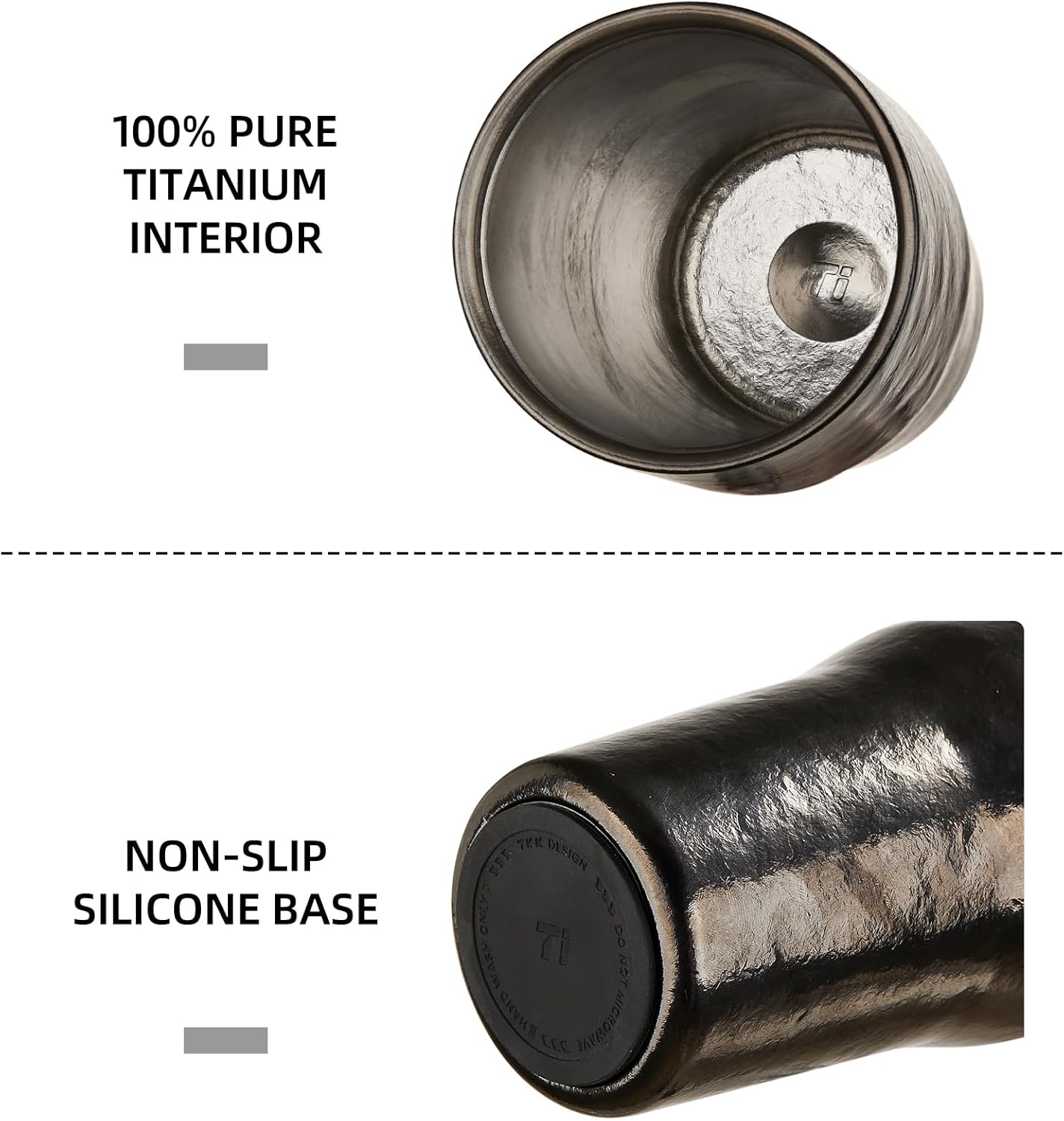 TKK 24oz Pure Titanium Inner Tumbler with Straw Lid, Vacuum Insulated Cup Leakproof Double Walled Travel Mug with Handle, Dishwasher Safe for Hot/Cold Drinks, Titanium Black - Image 4