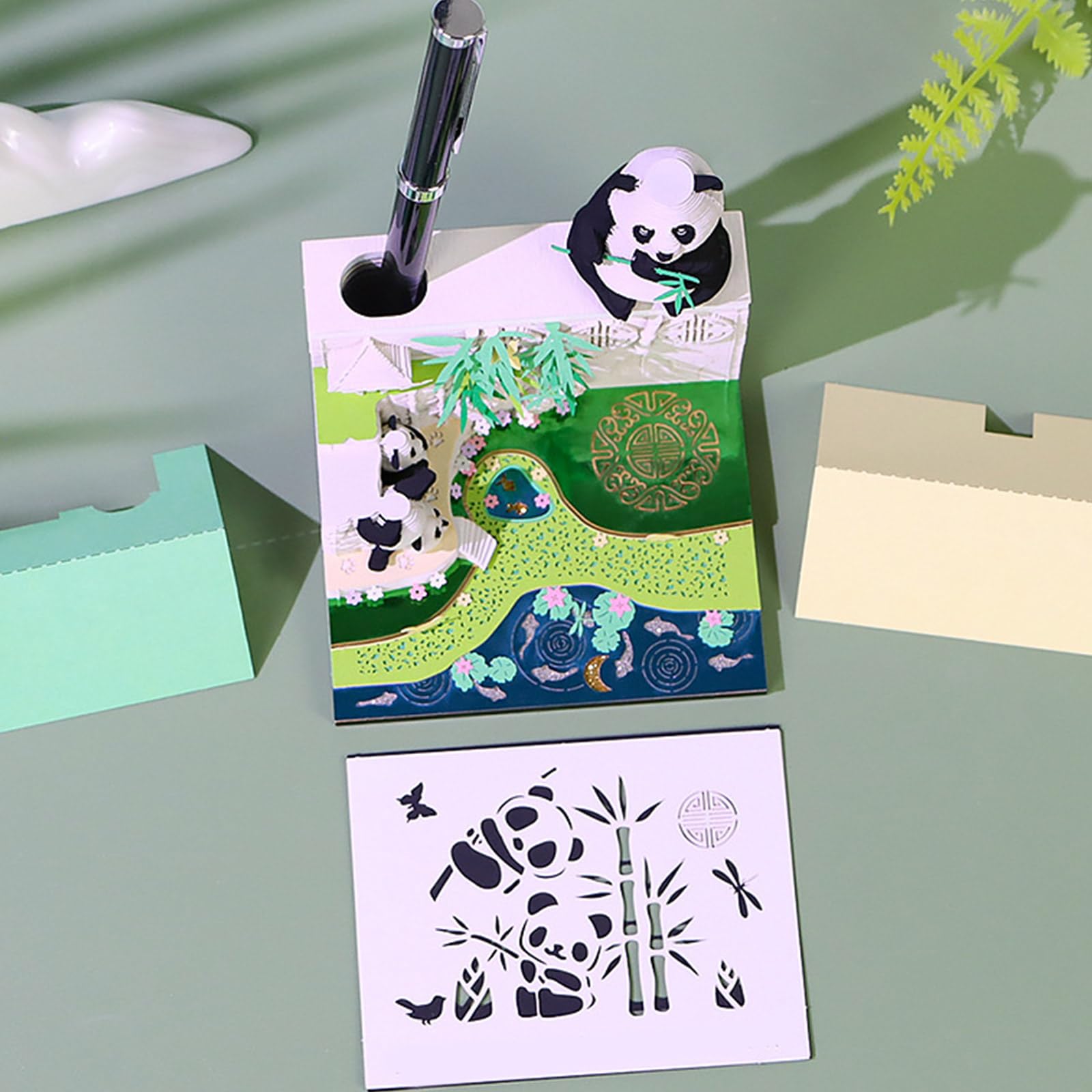 Calendario de escritorio 2025, calendario de papel 3D, páginas diarias, blocs de notas 2025, calendario de panda 3D