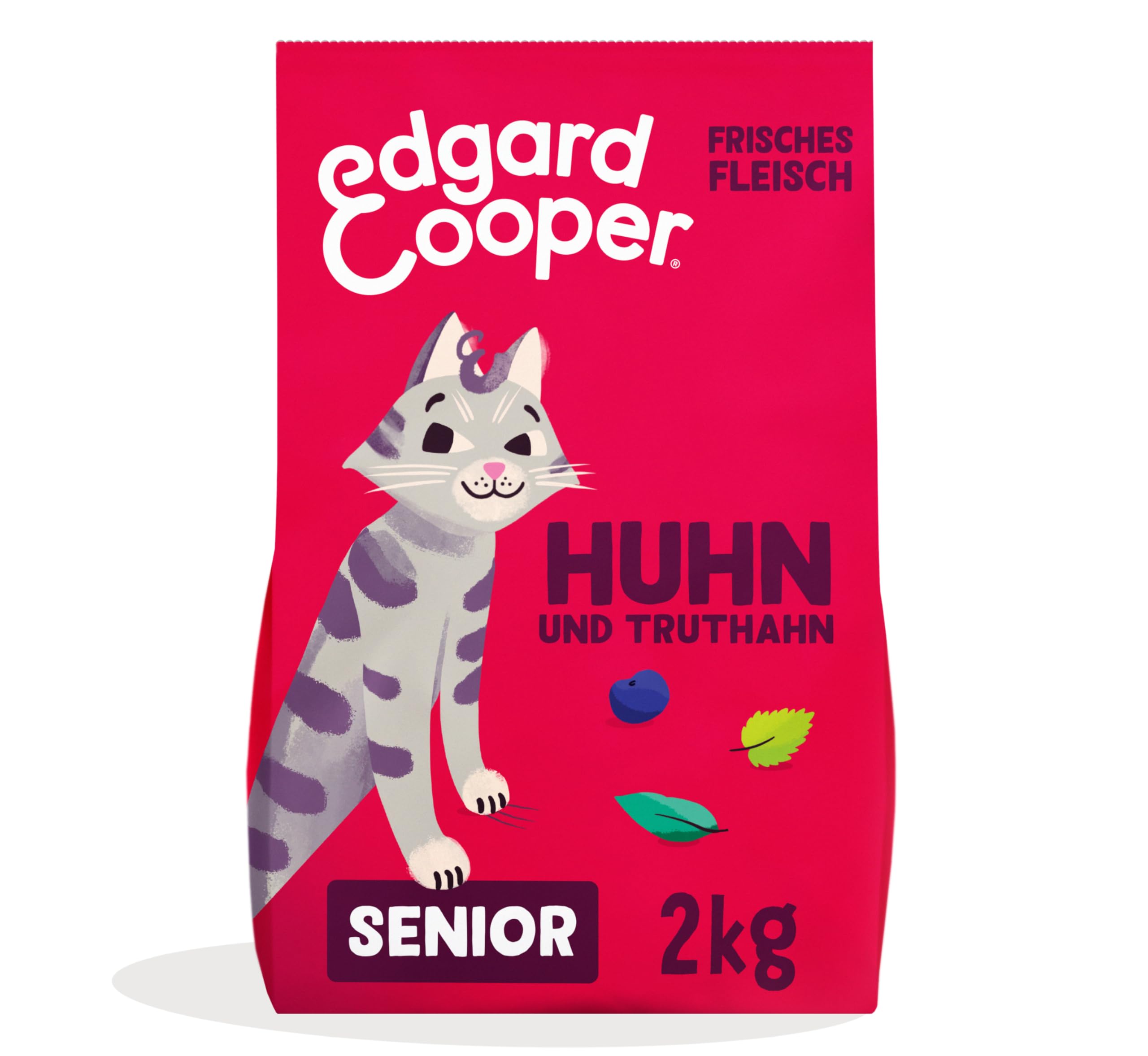 Edgard & Cooper Cat Food, Dry Food for Senior Cats (Turkey & Chicken, 2 kg), Grain-Free, Full of Fresh Meat and Natural Ingredients, Suitable for Sterilised and Active Cats