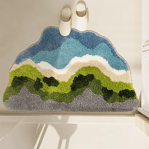 Miniatura 2 de UKELER Alfombra suave de musgo para baño, innovadora alfombra decorativa de musgo de lago, antideslizante, lavable, alfombra de baño para ducha y