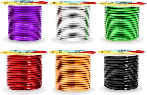 Vista 798 de Mandala Crafts Alambre de aluminio anodizado de calibre 8 para hacer joyas, alambre neutro flexible de color de 128 pies, flexible y flexible