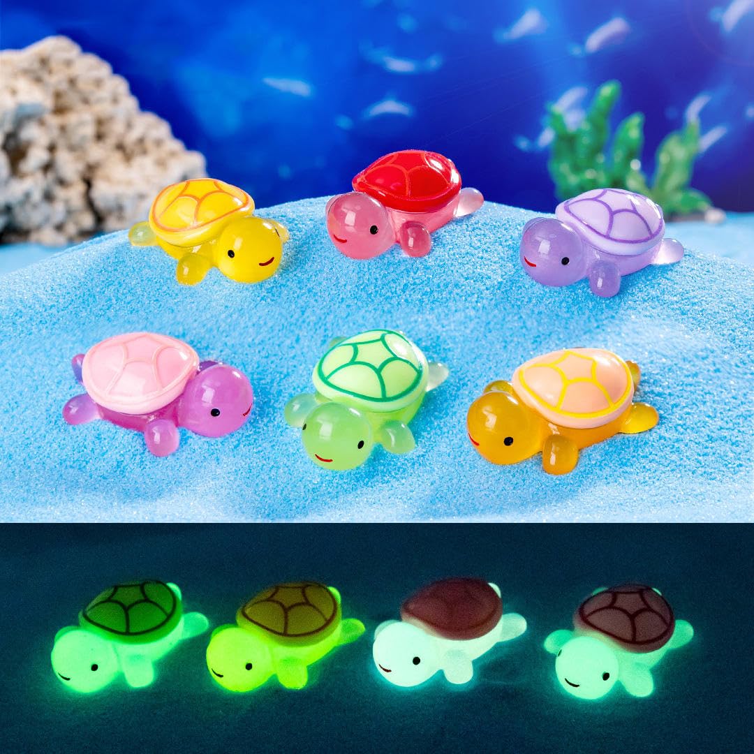 5 Pieces Large Radium 3D Turtle Miniature Toy, Colourful Semi-Transparent Resin Decor for Baby Bath, Home & Garden Decoration, DIY Crafts, Party Favors & Beach Theme (5 Pcs Large)-image-22