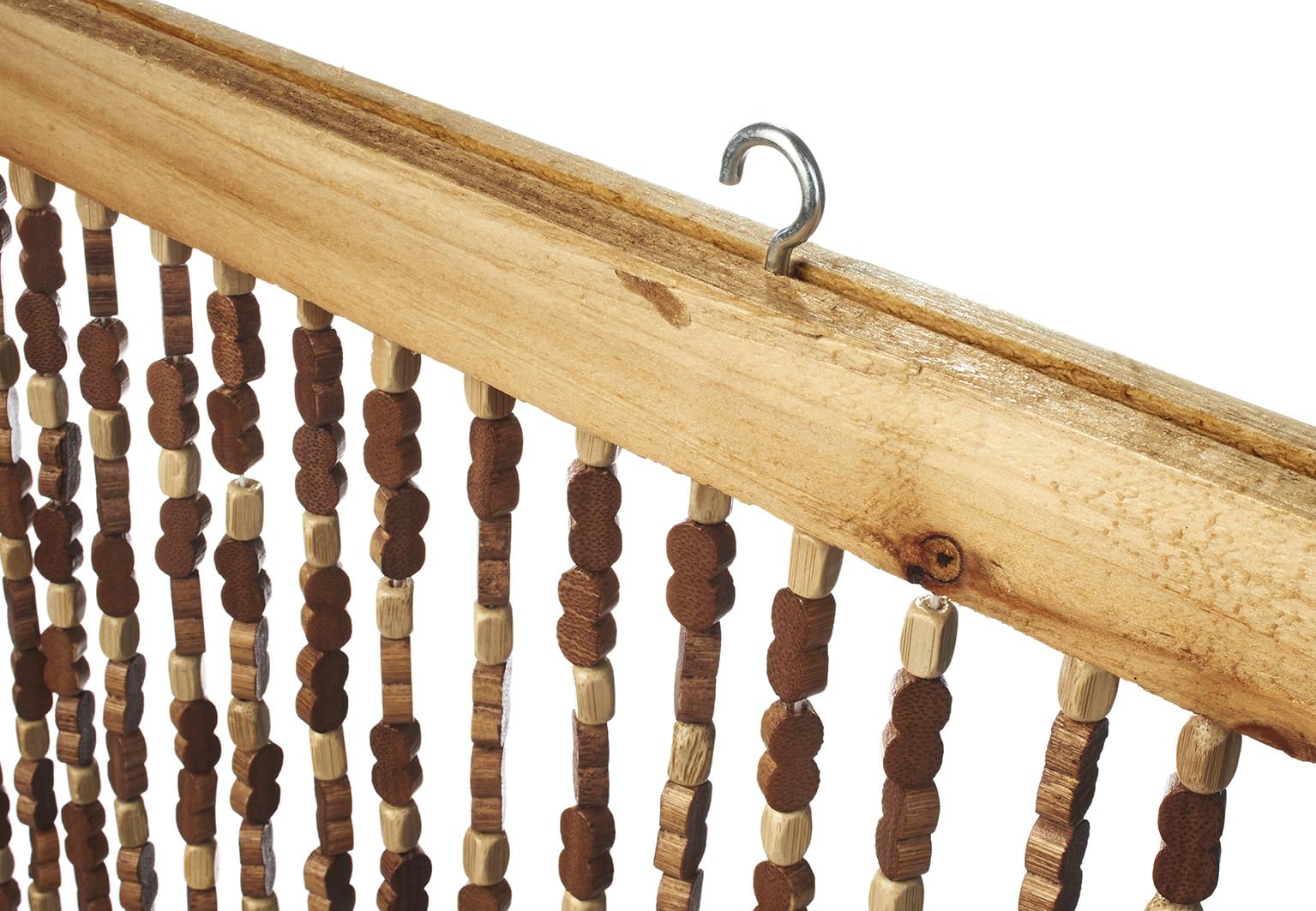 Kobolo Türvorhang Bamboo 90x200cm braun, Bambus Perlenvorhang mit 45 Strängen je 0,9cm & Holzleiste, dekorativer Fadenvorhang als Insektenschutz & Raumteiler für Balkon- & Terrassentür, handgefertigt