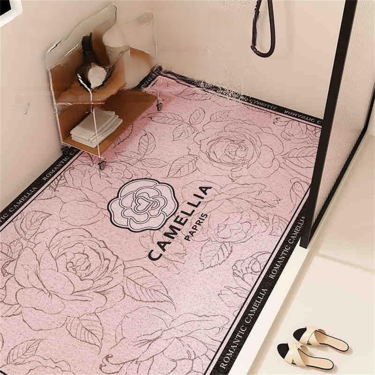 Antypoślizgowa mata prysznicowa Mata kamelia – luffa gumowa szybka(Pink,100x120cm)