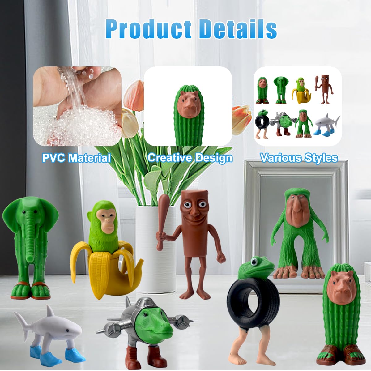 AMEHOAT Italian Brainrot Action Figures Set,8 Pcs Italian Brainrot Toys,Tung Tung Tung Sahur Figures,3D Collectible Figures Tralalero Tralala Desk Toy Gifts for Fans,Colleagues,Friends - Image 2