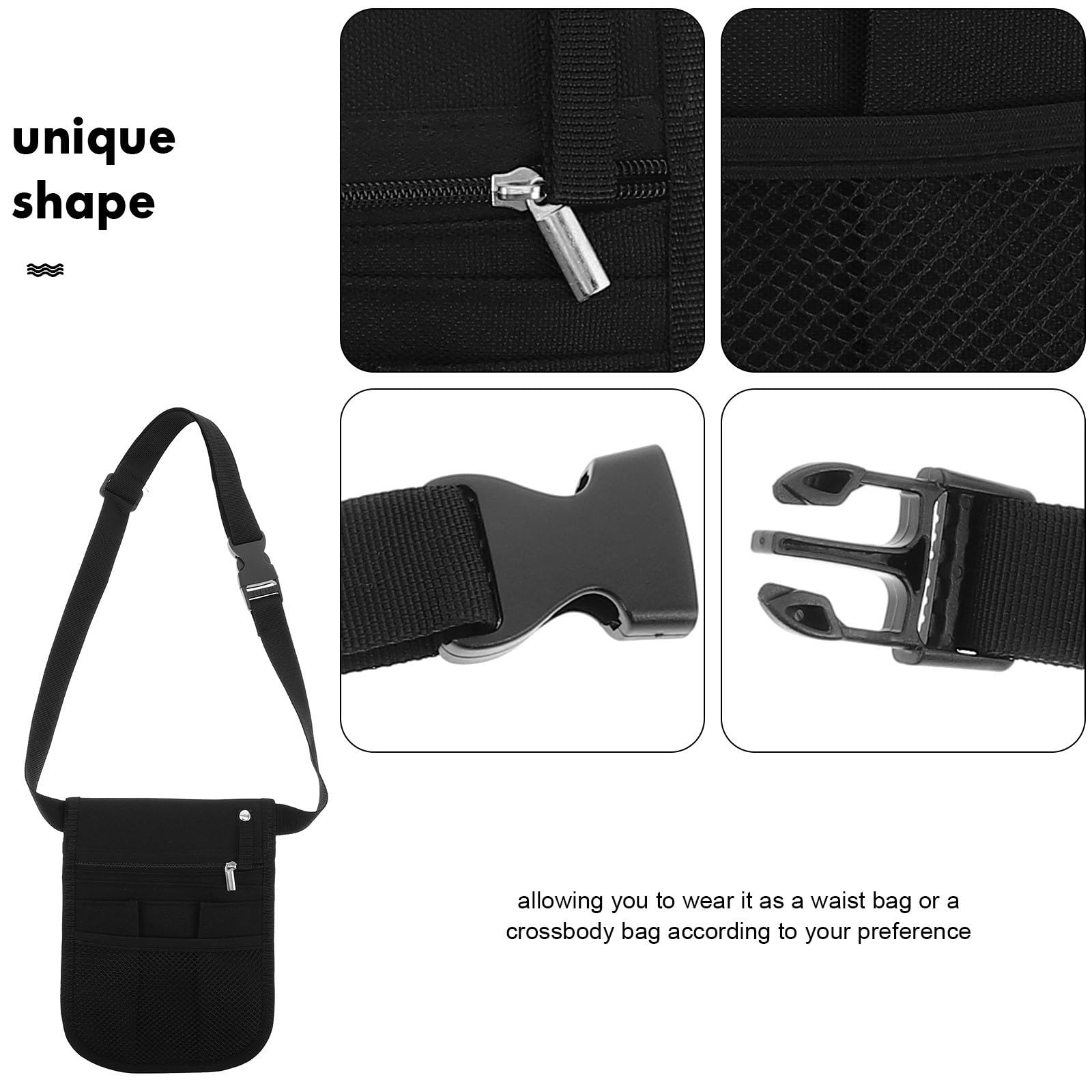 MAGICLULU Marsupio Infermiera Nero Oxford Tracolla Regolabile e Scomparti Multipli per Organizzare Strumenti Medici e Accessori Pratico per Infermieri