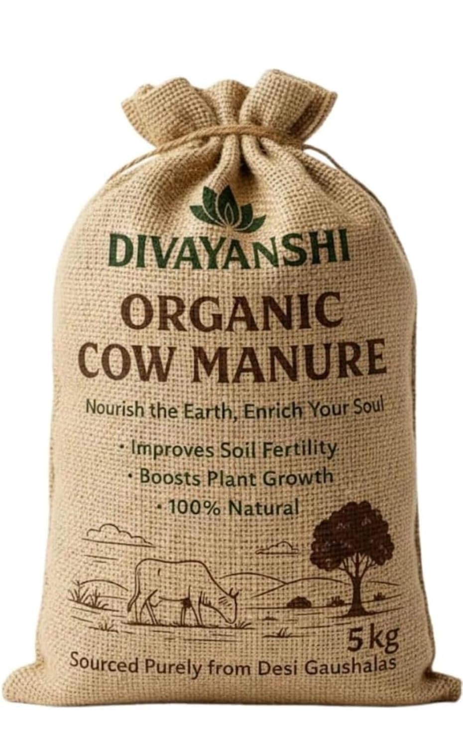 DIVAYANSHI Organic Cow Manure – Enriched Desi Cow Dung Compost | Nourishes Plants Naturally for Healthy Growth & Blooming Gardens (5kg)-picture-25