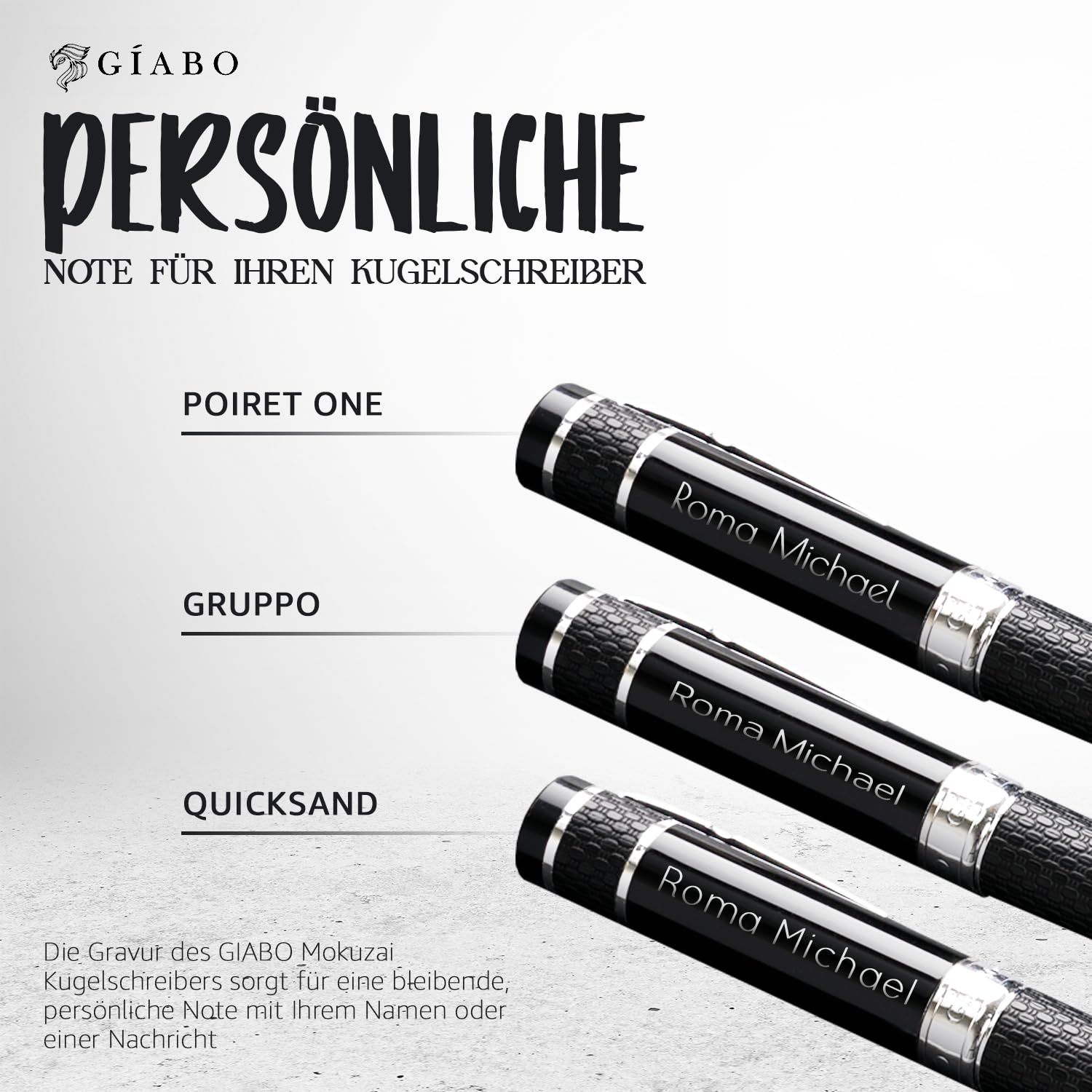 Gíabo Premium Kugelschreiber aus Edelstahl mit PU-Leder-Schaft und individueller Gravur | Hochwertiges Schreibgerät mit Etui – Ideal als persönliches Geschenk für Büro, Business und besondere Anlässe