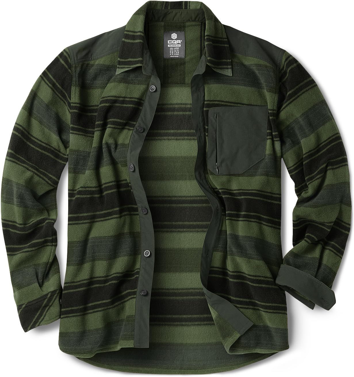 CQR Men's Long Sleeve Heavyweight Fleece Shirts, Plaid Button Up Shirt, Warm Outdoor Casual Shirt with Pockets