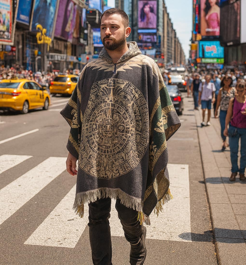 Gamboa Premium Alpaca Poncho Mexicano Hombre Manta Polar Abrigo Otoño Invierno Hecho en Ecuador