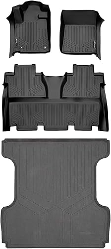 Miniatura 27 de SMARTLINER Juego de alfombrillas de piso de 2 filas de ajuste personalizado compatible con Toyota Tundra 2022-2025