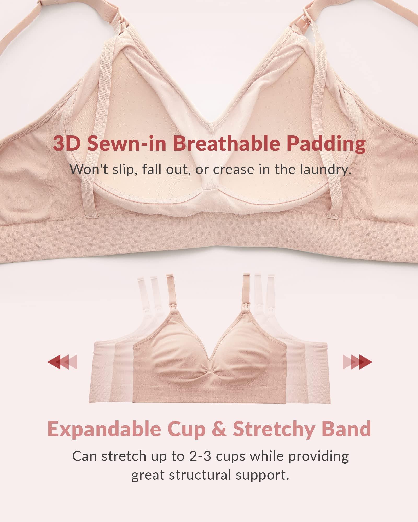Mamaway Breezy, reggiseno senza cuciture per allattamento senza fili, con imbottitura fissa, inodore, elastico per gravidanza, allattamento