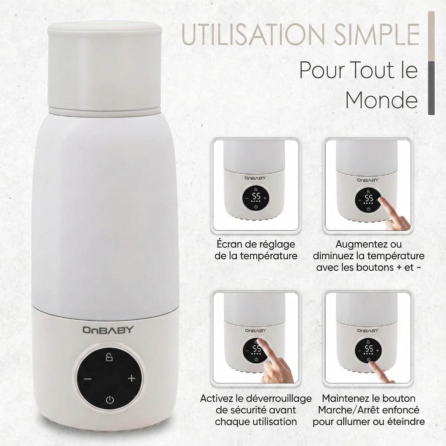 Chauffe-lait intelligent pour bébé d'une capacité de 500 ml, température réglable, chauffe-lait maternel portable et sans fil, chargement USB, idéal pour les voyages et une utilisation quotidienne.