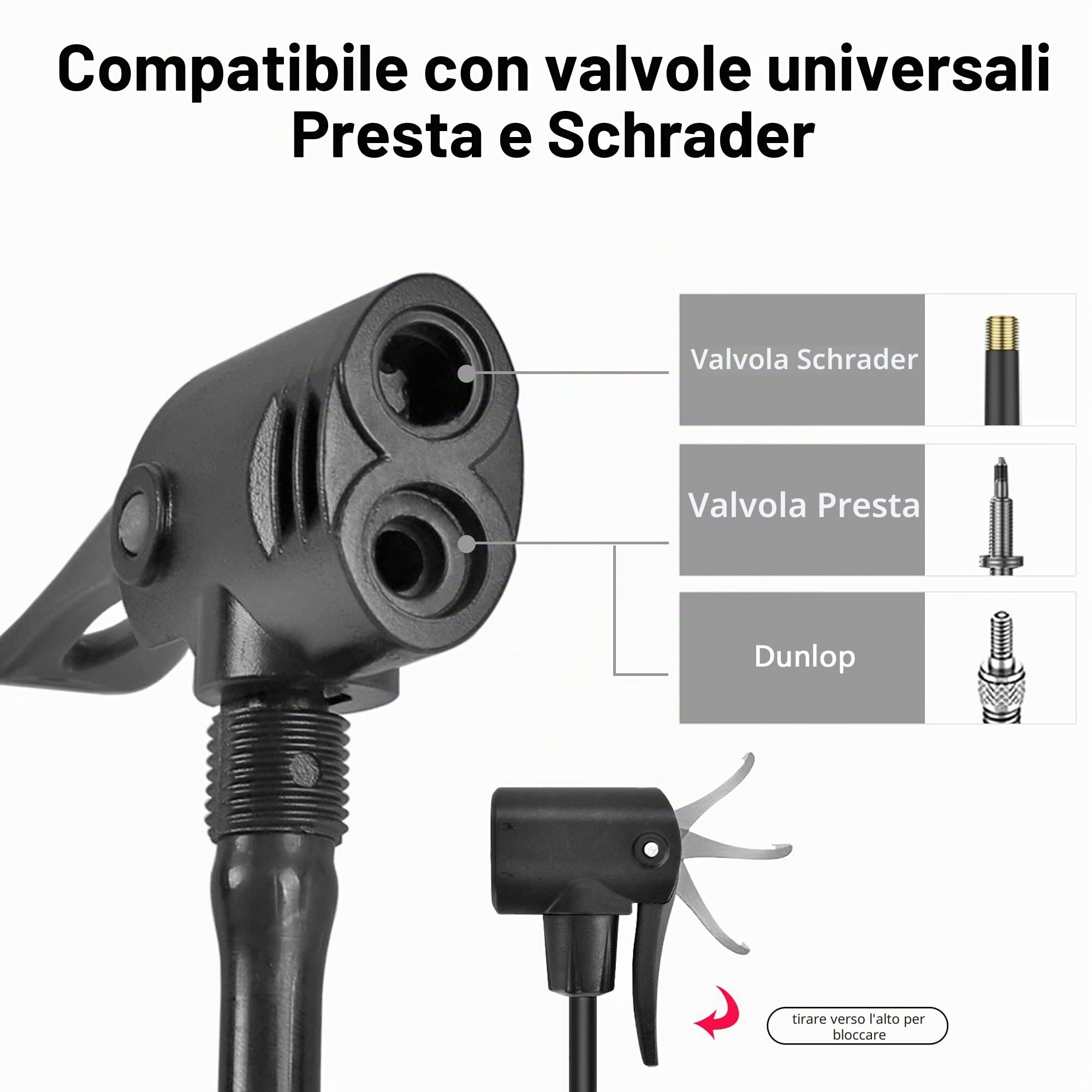 WEIDMAX Pompa per bicicletta a doppio cilindro, pompa ad aria per pavimento della bicicletta, pompa per pneumatici portatile, con manometro e valvola intelligente