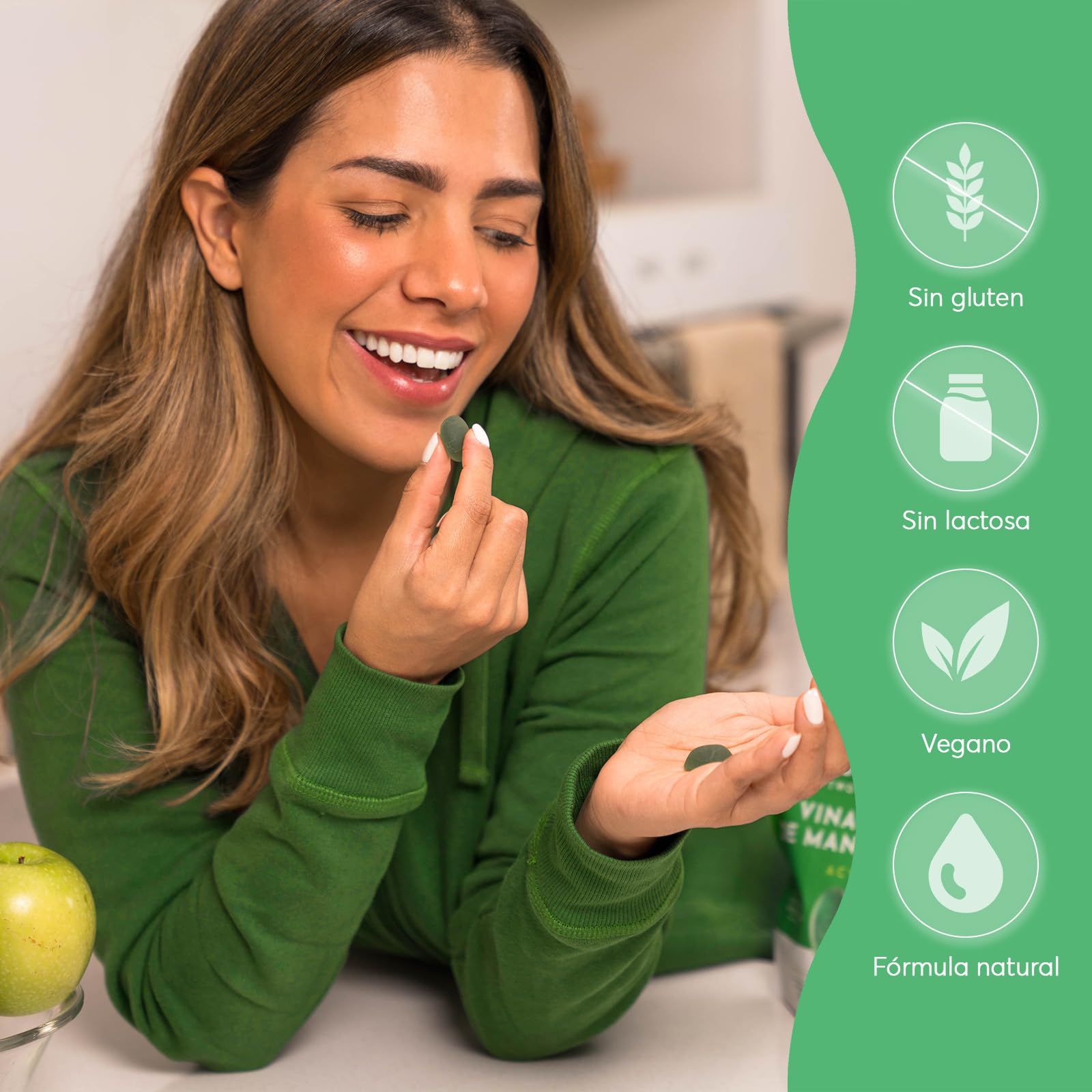V Gummies - Gominolas de Vinagre de Manzana para Salud Digestiva - Apple Cider Vinegar Gummies - Sabor Natural a Manzana con Vitamina C y Pectina - 50 Unidades