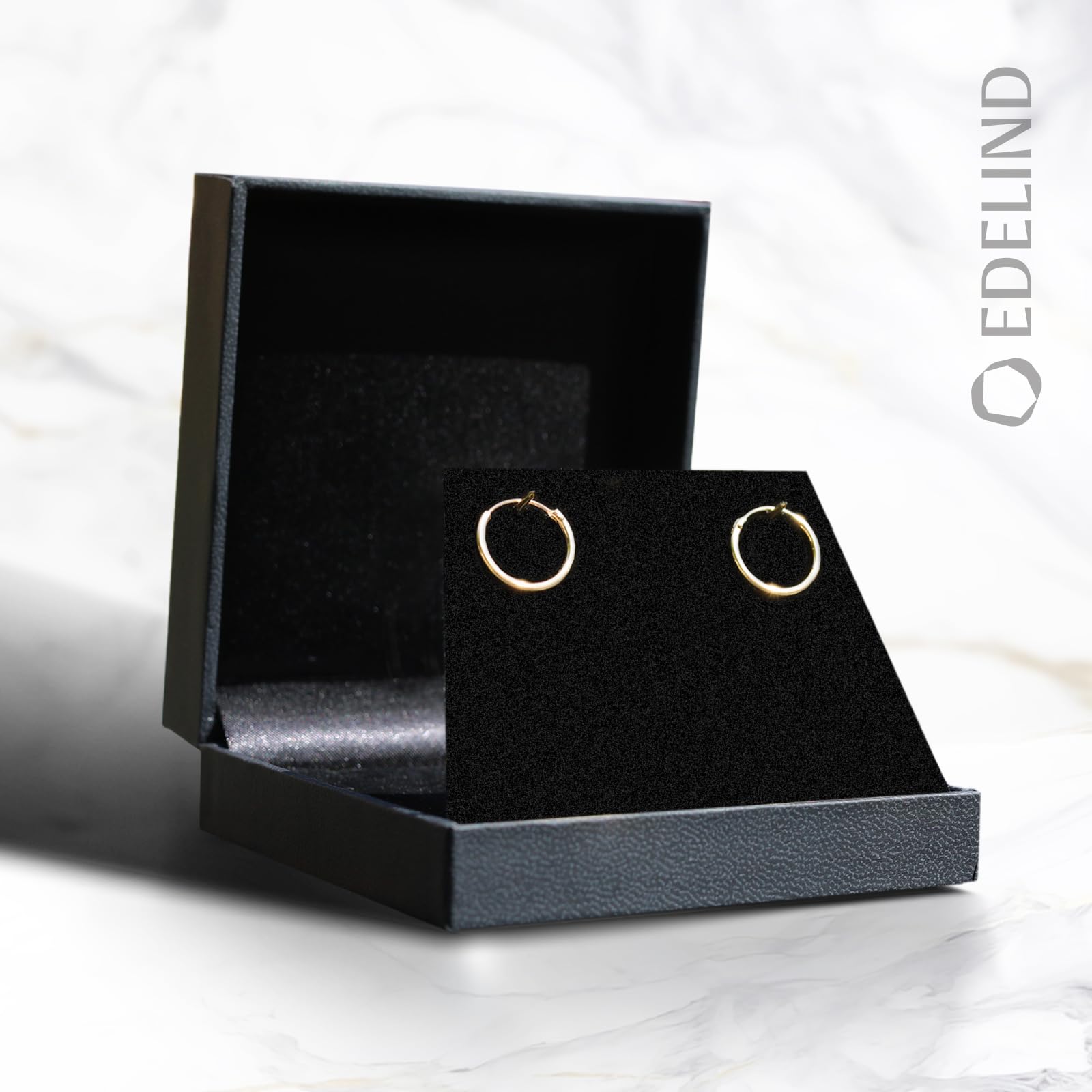 Orecchini Cerchio Donna in Oro Giallo 333 375 585 750 Orecchini Creoli leggerissimi 15 mm largh. 1,3 mm Orecchini Donna Oro con Scatola Regalo