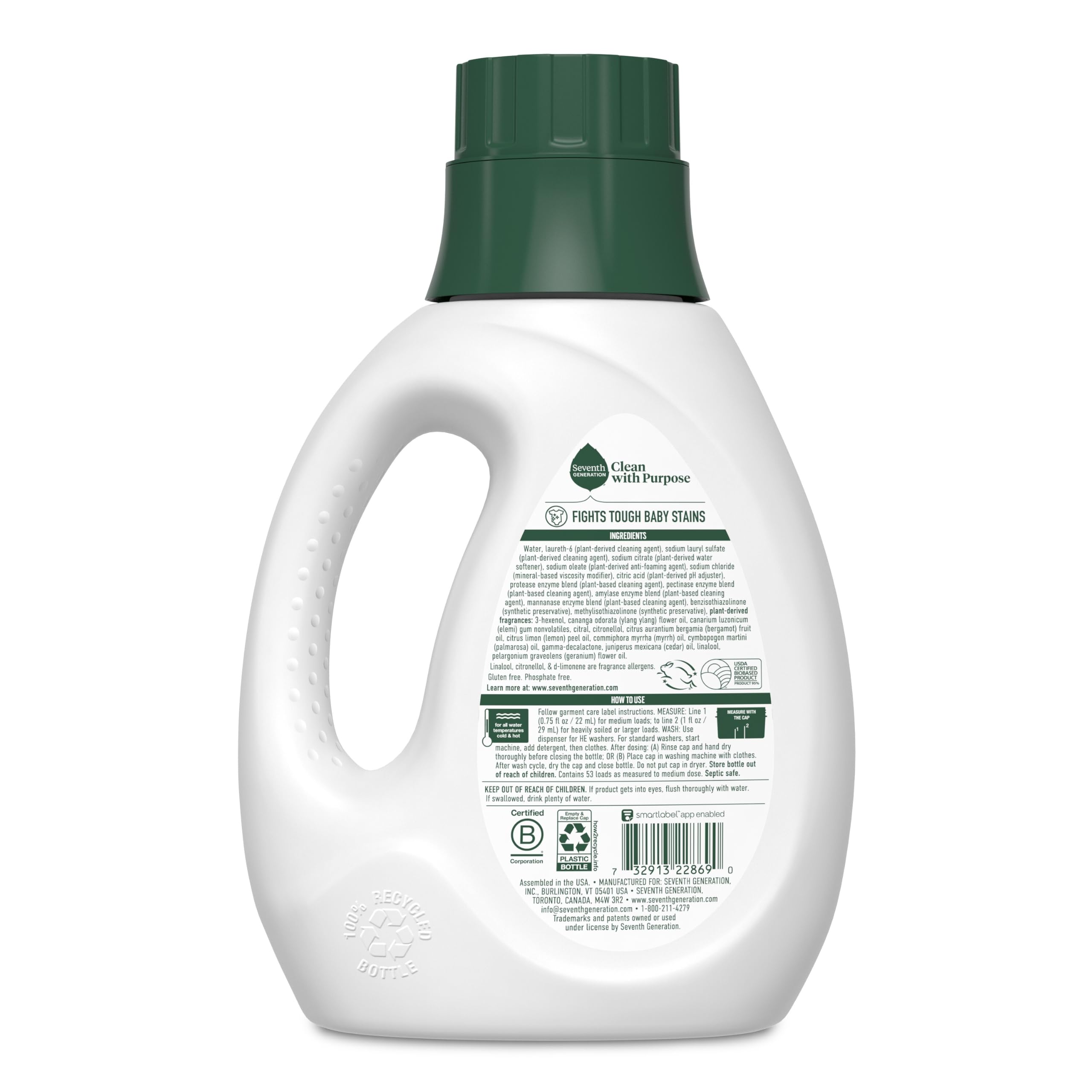 Seventh Generation Concentrated Baby Laundry Detergent, Fresh Scent, 40 Fl Oz, Pack of 2