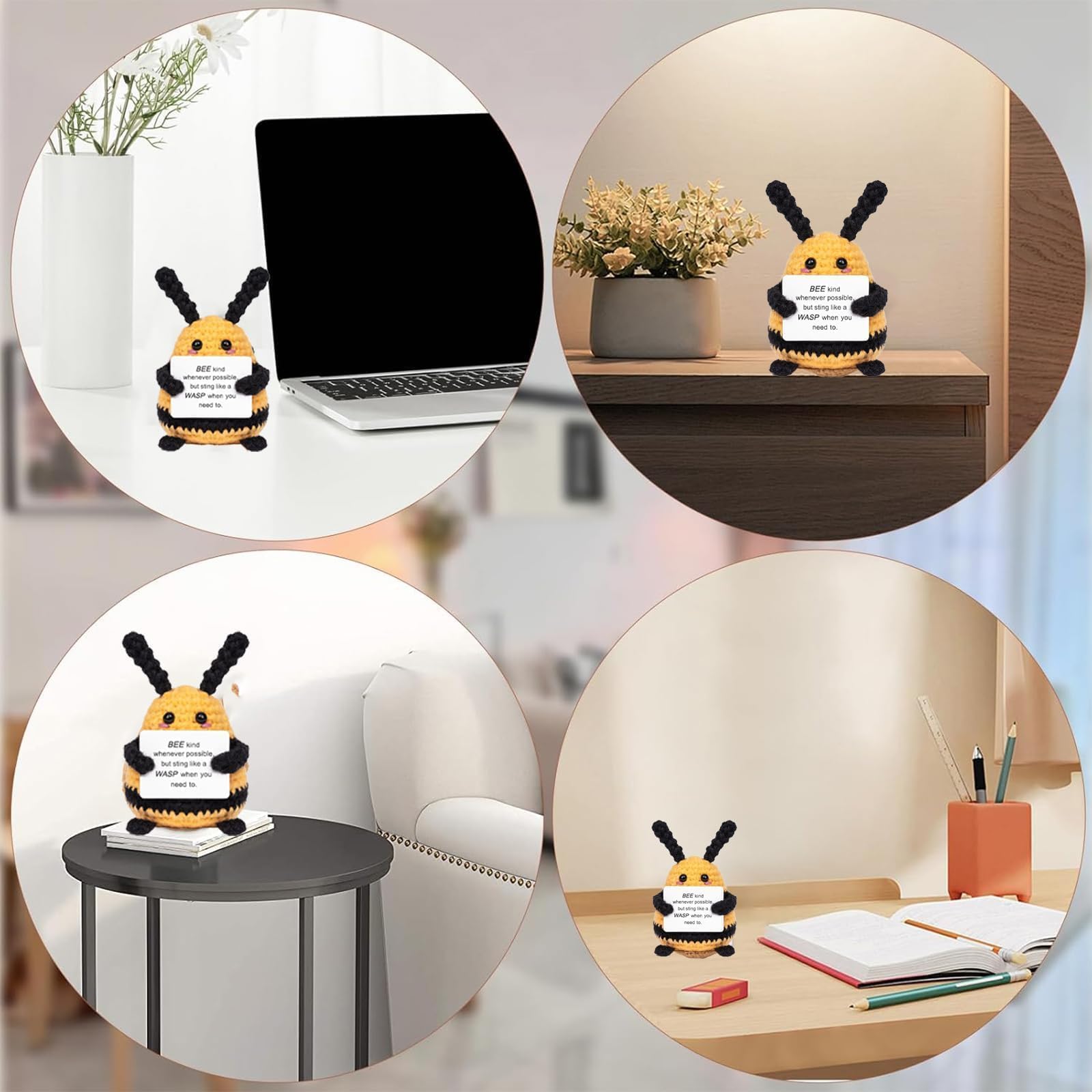 2 PCS Emotional Support Gift, Emotional Support Plush, Positive Bee and Decision Coin with Leather Cover Set - Image 4