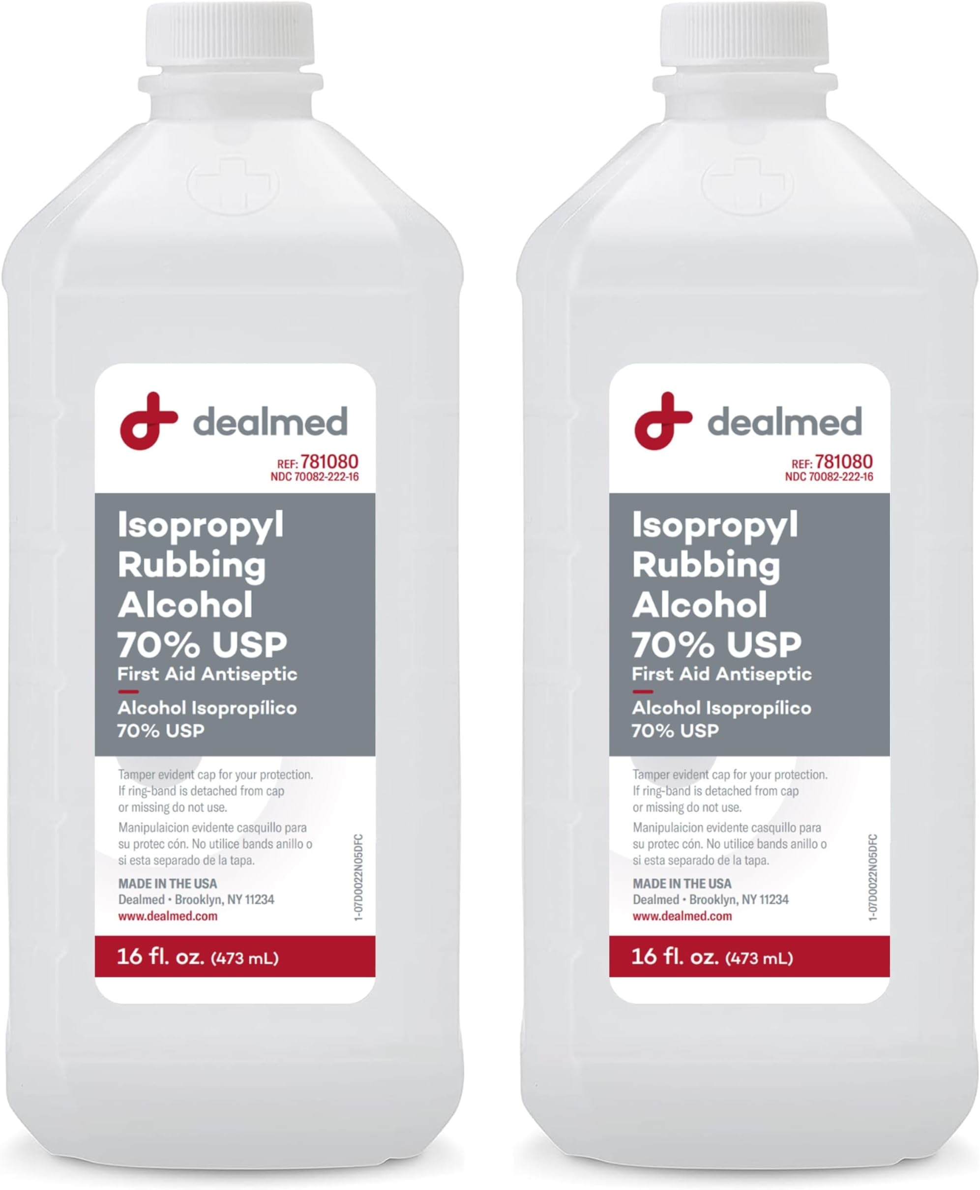 Dealmed Isopropyl Rubbing Alcohol 70% USP, First Aid Antiseptic, 16 fl. oz, (2 Pack)