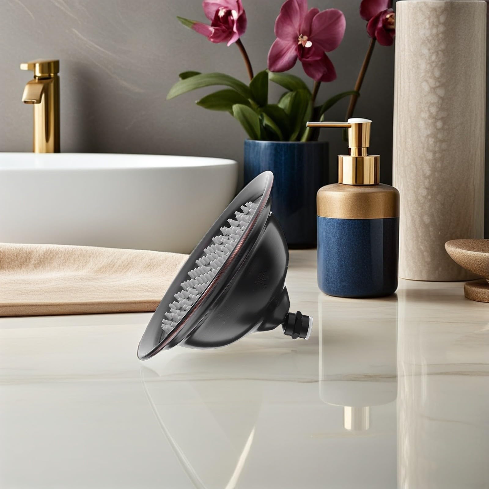 DOITOOL Cabezal de Ducha Vintage de Cobre Diseño Grande en Forma de Campana para Baño, Rociador de Ducha Amplia Cobertura y Estabilidad Estructural, Adecuado para Familias y Uso Matutino