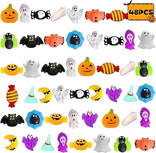 Halloween Mochi Squishy Toys 48Pcs for Trick or Treat, Halloween Treats Party Favors for Kids, Goodie Bag Fillers Treat Bag Stuffers Small Prizes Candy Replacement