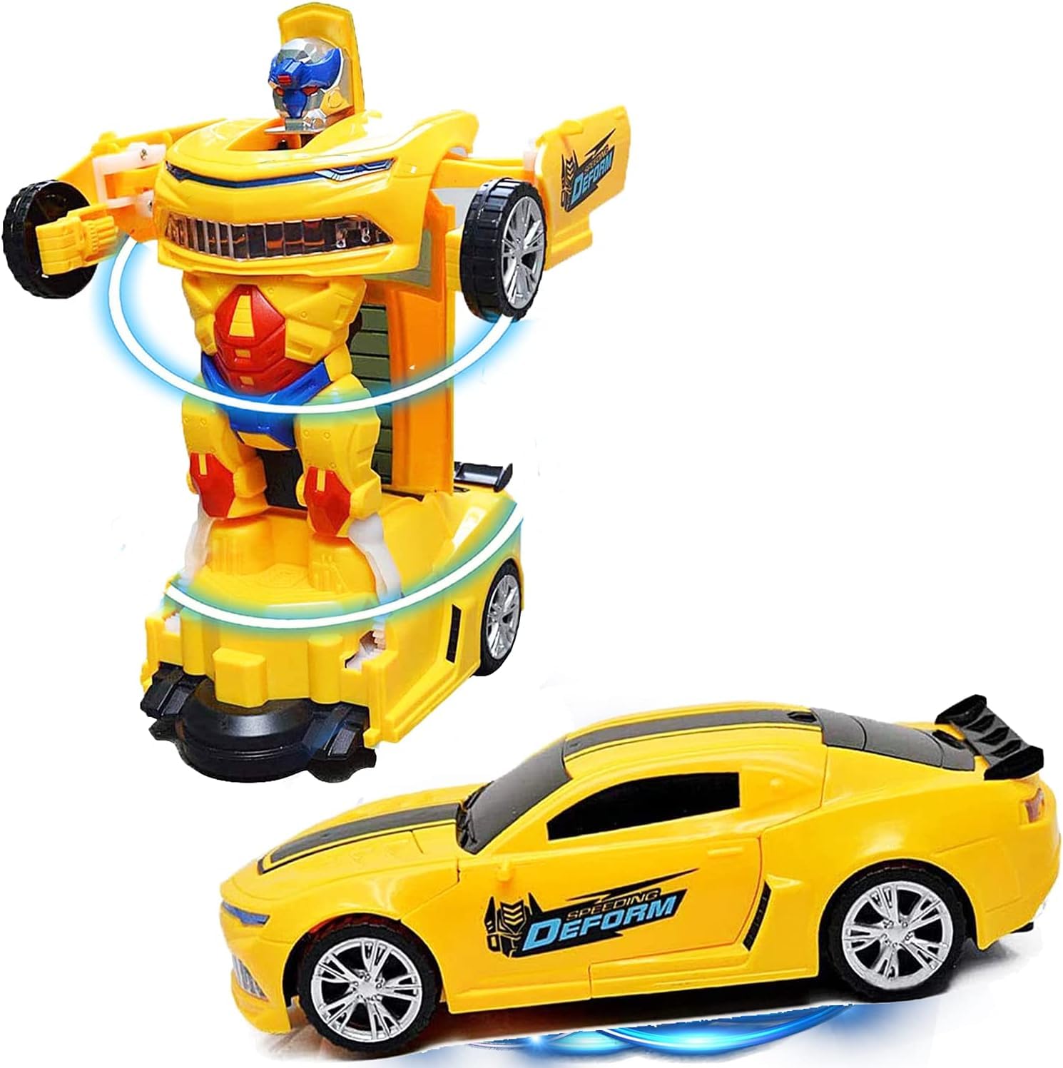 2 in 1 Transforming Robot Car Toy for Kids, Automatic Car to Robot Conversion with One Button, Bump & Go Action, LED Lights & Sound, Battery Operated Toy Car Gift for Boys & Girls 3+ Years-image-34