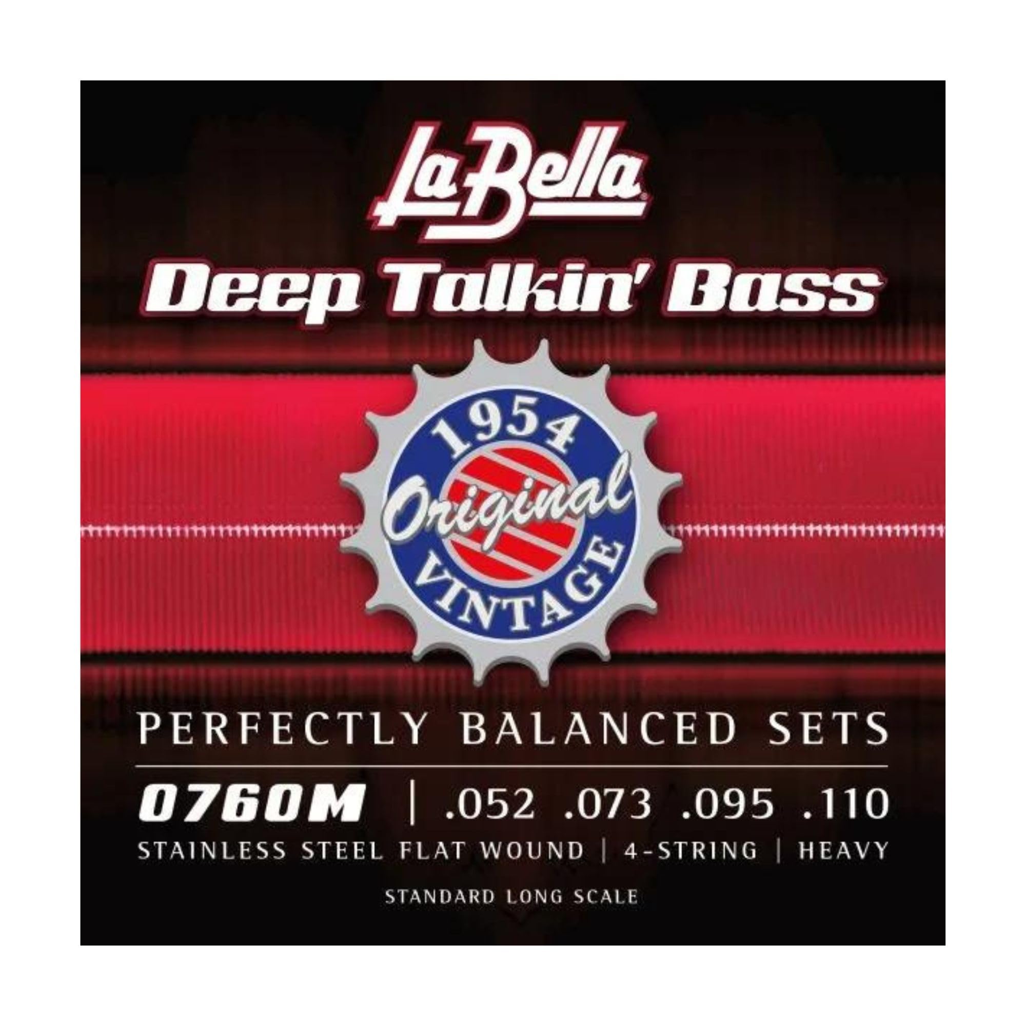 La Bella 0760M Deep Talkin' 1954 Original Vintage Stainless Steel Flat Wound, Bass Guitar String 52-110