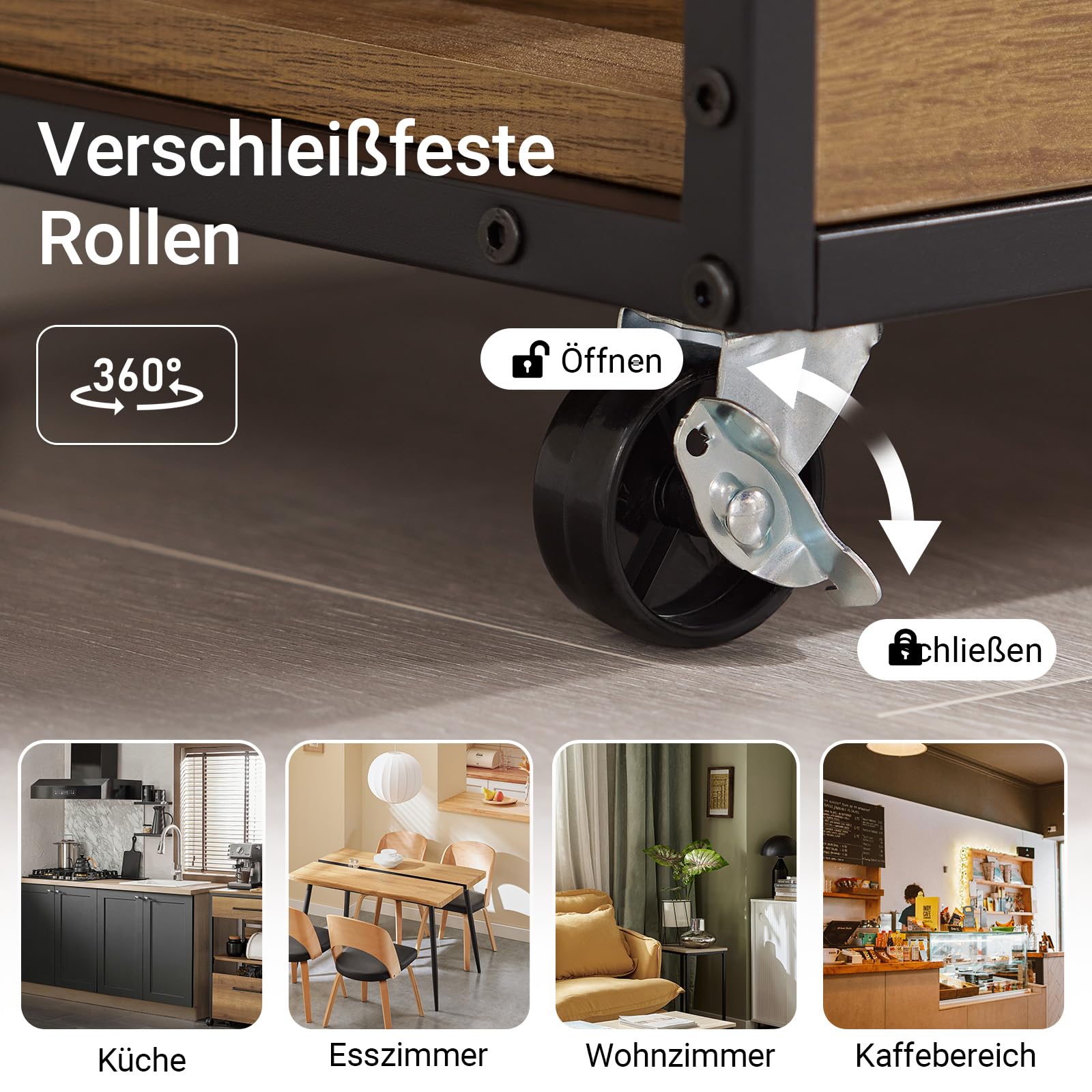 SoBuy Servierwagen mit Rollen Küchenwagen mit Arbeitsplatte Rollwagen mit Schubladen, Weinregal Kücheninsel Küchenregal stehend Möbel für Küche, Esszimmer & Outdoor Vintagebraun 67x88x37cm FKW134-N