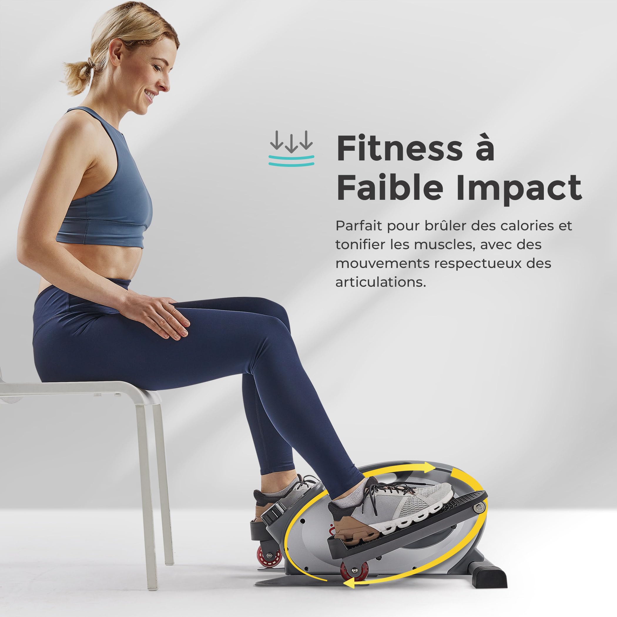 Sunny Health & Fitness Vélo Elliptique sous Bureau, Exerciceur Portable Assis ou Debout pour Personnes Âgées, à Domicile ou au Bureau, Option de Guidon, Band de Résistance ou Accès à l'App SunnyFit