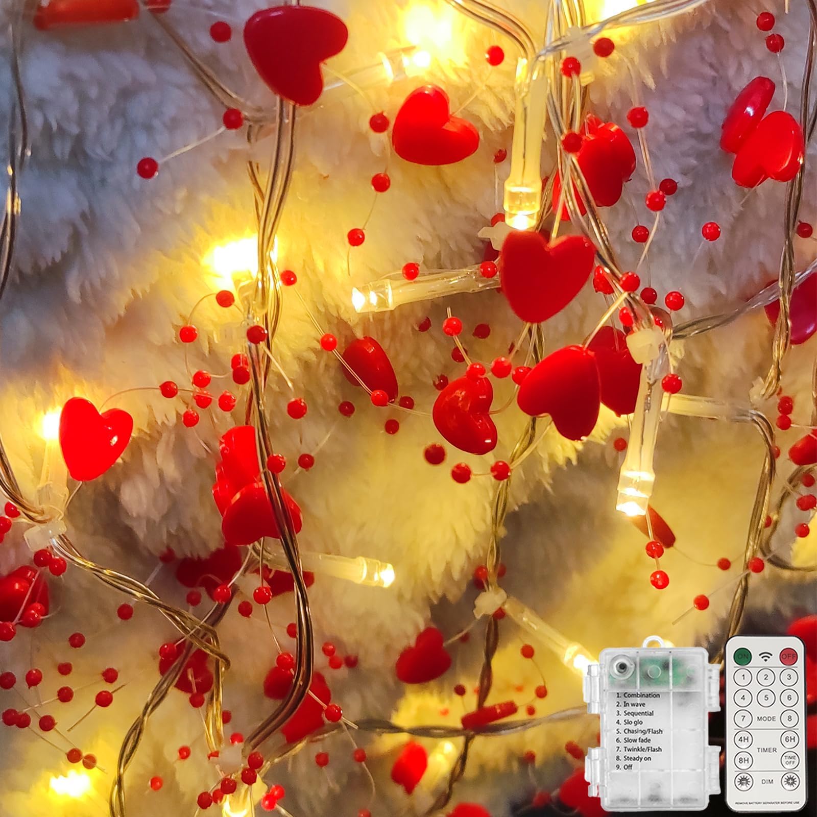 Amazon.com: Giga Gud 20 Bulbs 9 ft Red Heart Shape Light Valentine's ...