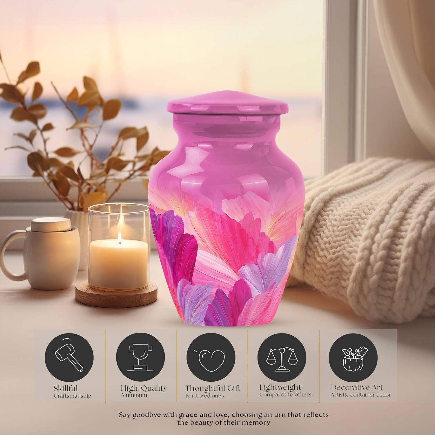 Pink Tiny Travel Urns for Ashes Adult Female - Cremation Urn Keepsake Men & Women - Keepsake Funeral Urn for Mom and Dad - Memorial Small Urns for Ashes 3 Inch