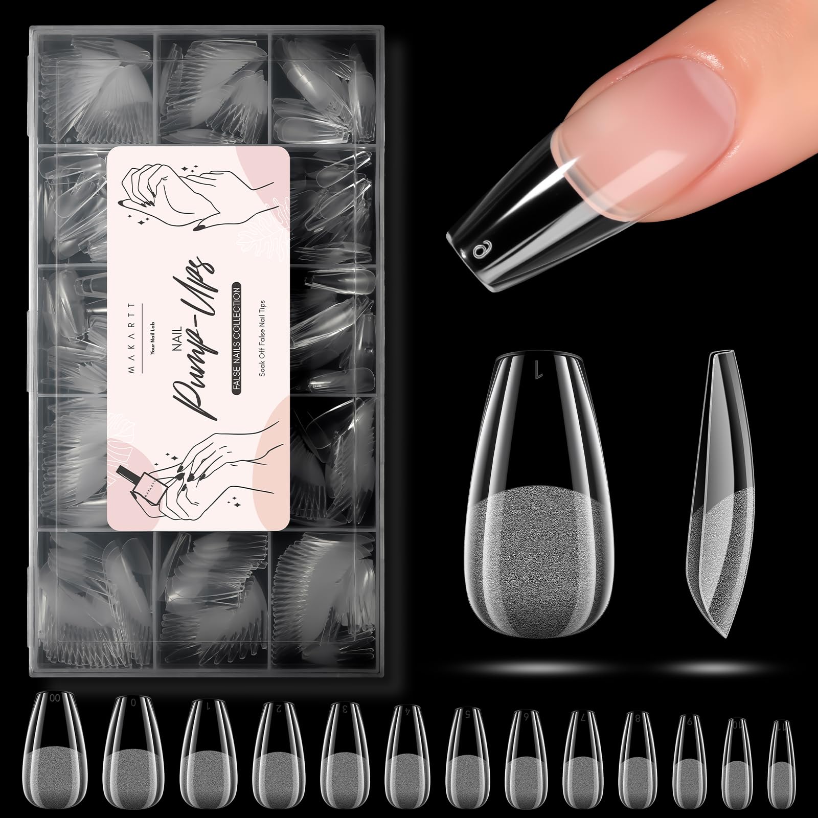 Makartt Medium Ballerina Nail Tips for Gel Extensions 510pcs Half Matte Soft Gel, Pre-Buffed, No File Needed