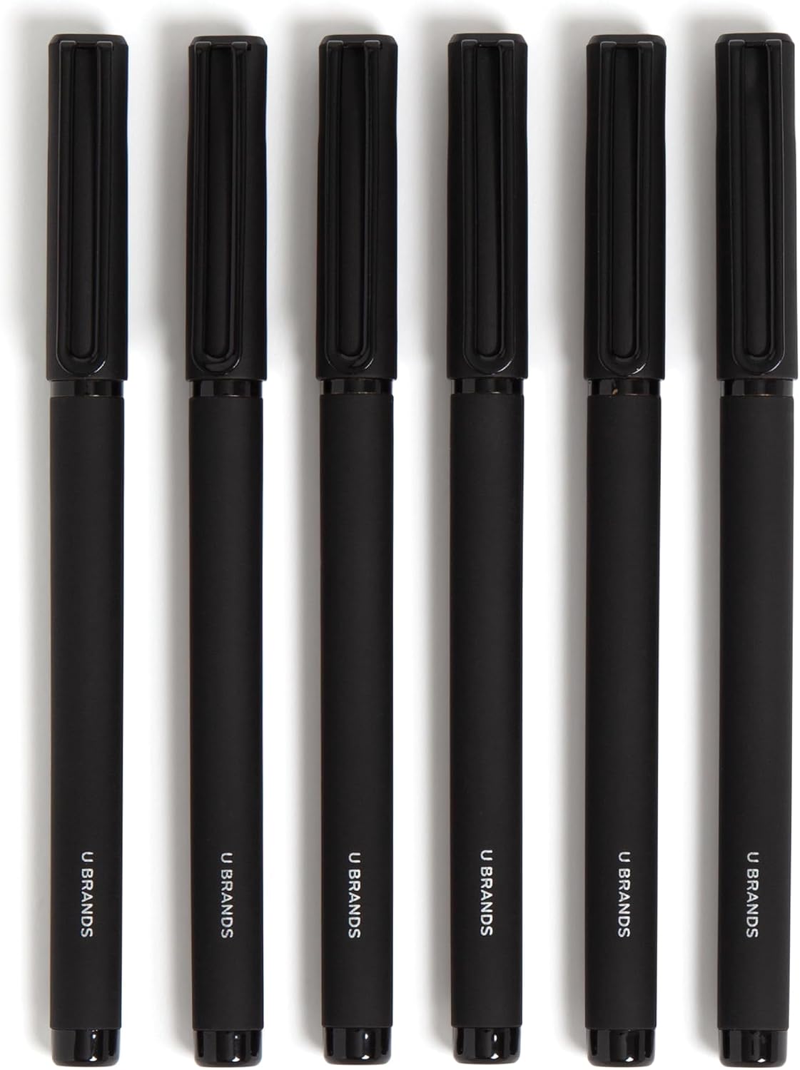 U Brands Catalina Felt Tip Pens, Pen Set of 6 Black Ink Pens, Soft Touch Midnight Black, Medium (0.7 mm) Point