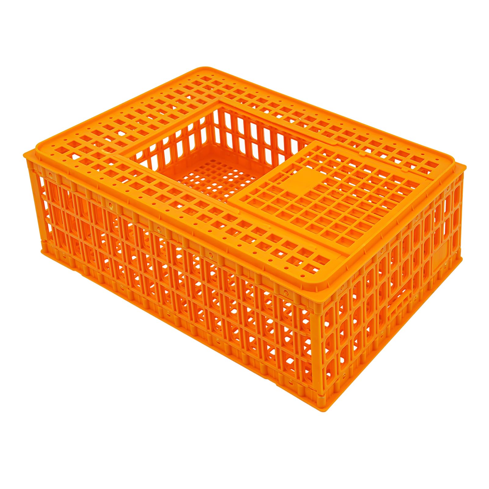 4 Stück Geflügel Tragetasche, Huhn-Transportkäfig mit Schiebetür und Transportgriffen, Korb Box für Geflügel, Huhn, Vogel, Ente, Gans, 200kg Tragfähigkeit, 77 * 55 * 27 cm, Orange