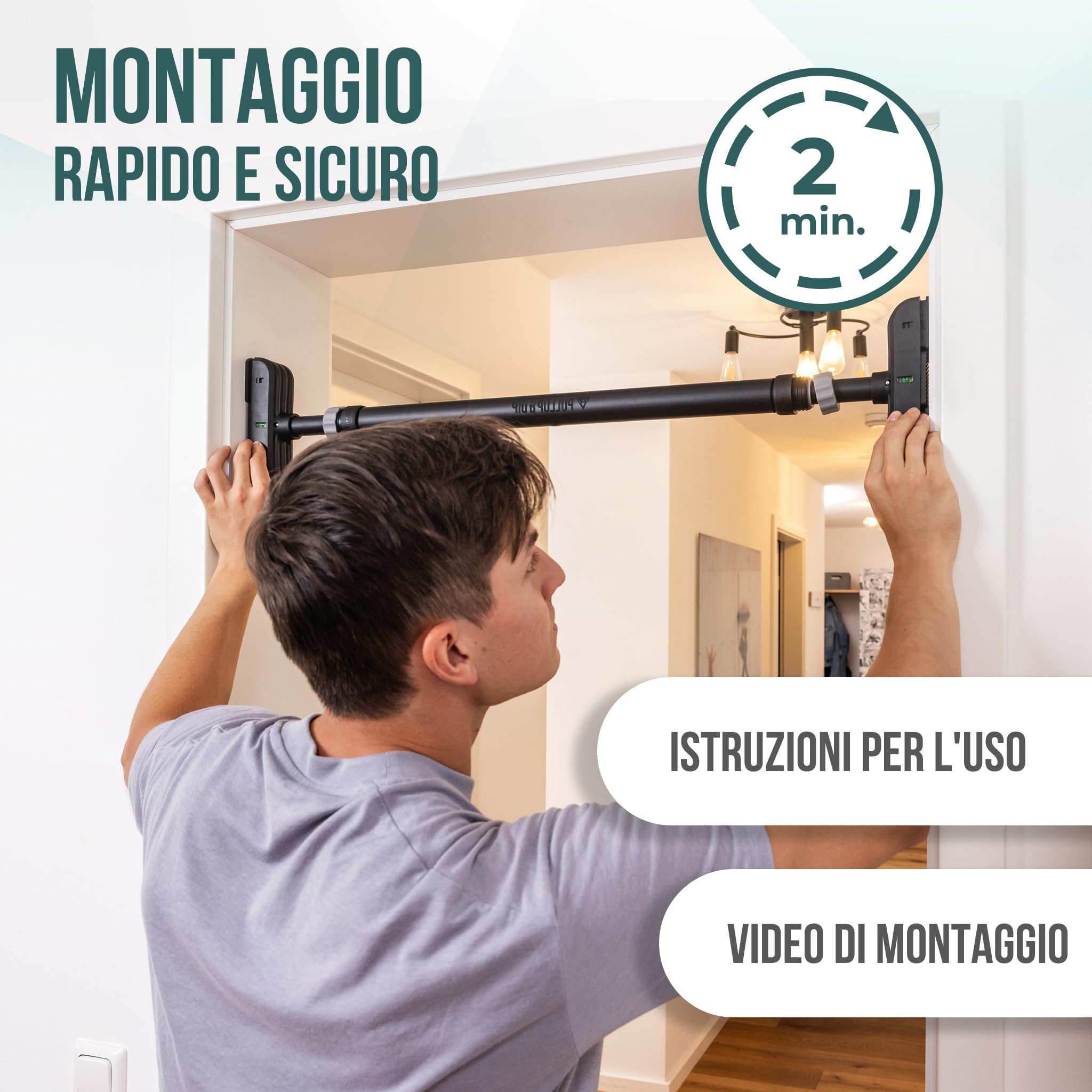PULLUP & DIP barra per trazioni senza trapano con stazione di immersione - barra per porte con barra immersioni - estensione della barra per immersioni per la casa - set per trazioni per calisthenics