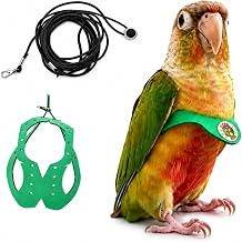 Adjustable Bird Harness & Leash Set for Small Birds,FitsBudgie,Parakeets, Conures, Cockatiels,Green Cheek,Quaker ParrotsGreen, S 6350-7