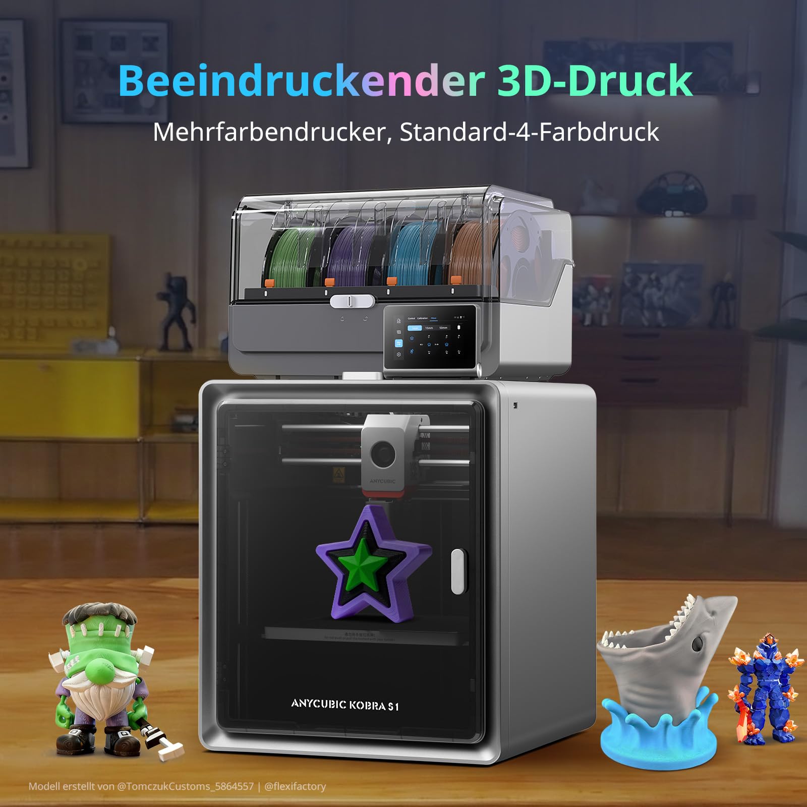 Anycubic Kobra S1 ACE 2 Pro Combo 3D-Drucker, 600 mm/s Hochgeschwindigkeit
