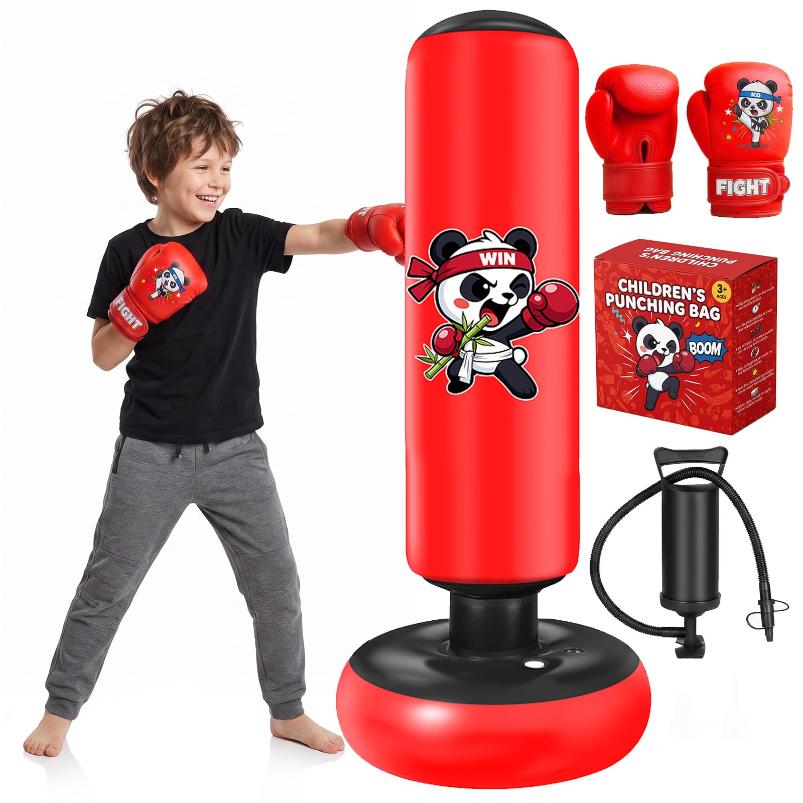 Punching Bag for Kids, Qoosea 51" Inflatable Boxing Bag Set with Gloves