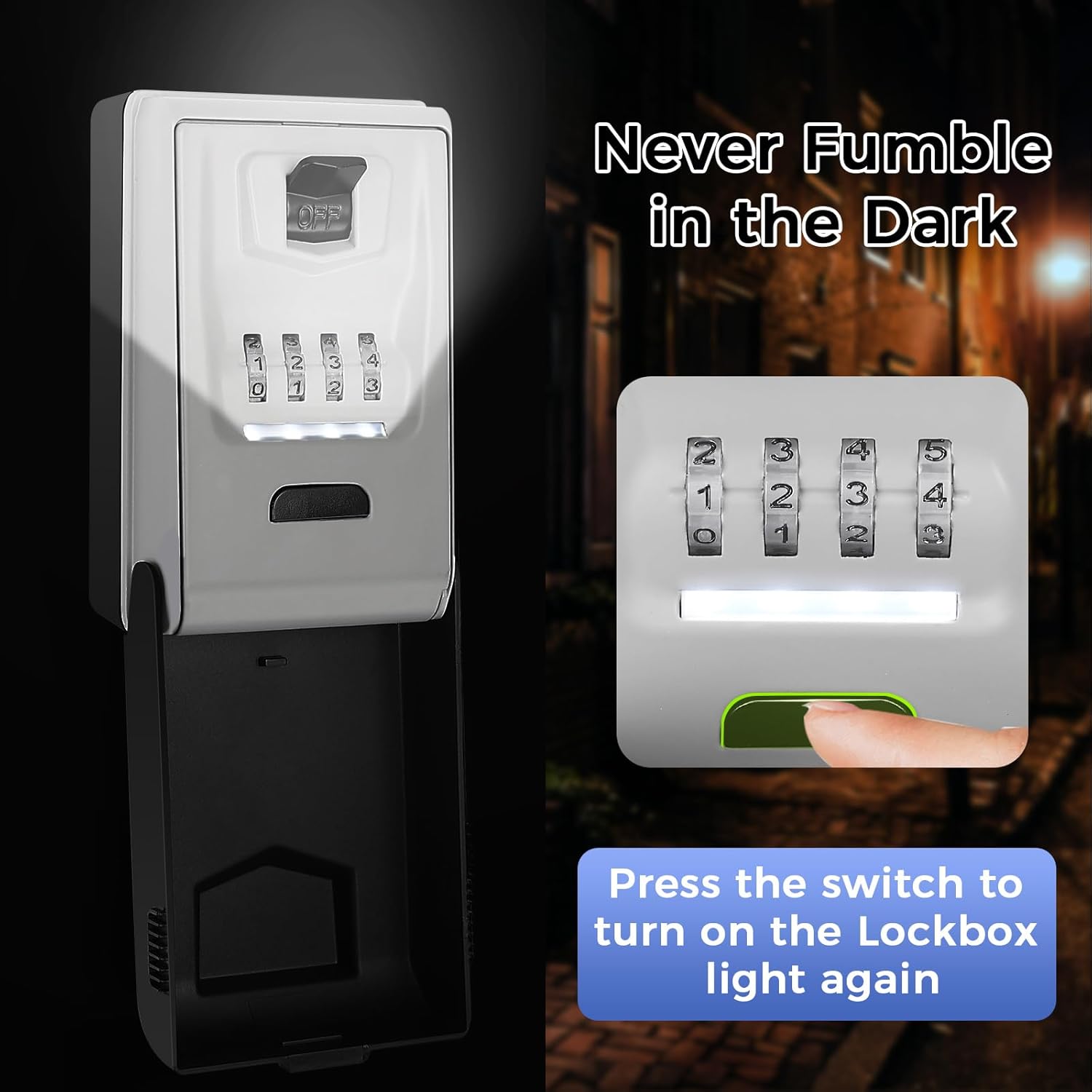 PAIRIER Key Safe mounted on a wall, illustrating secure key storage compared to hiding keys under mats or rocks.