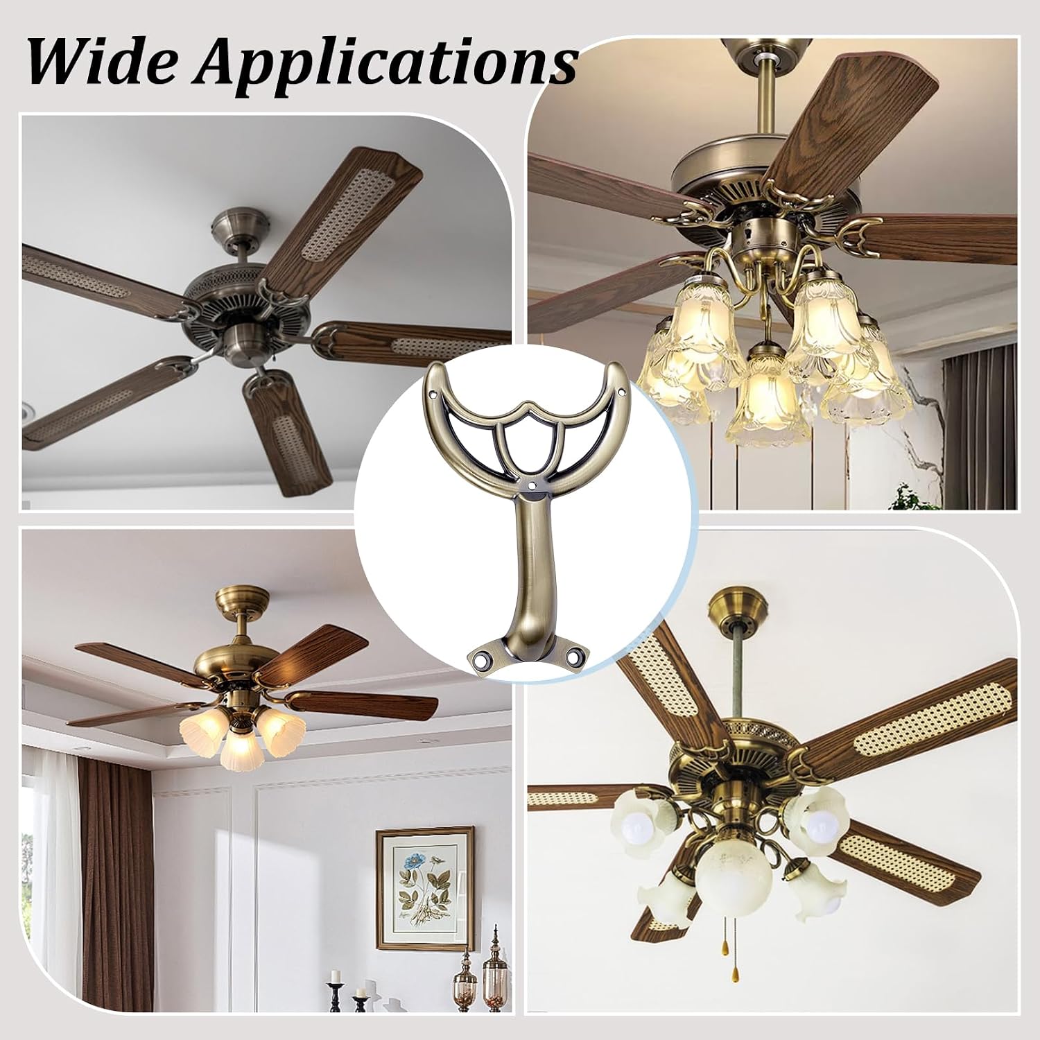 5 Pcs Ceiling Fan Blades Arms Replacement, Metal Ceiling Fan Blade Brackets Alloy Replacement Part Mounting Bracket Kit Fans Holder for Replacing The Worn FanBlades-Antique Bronze